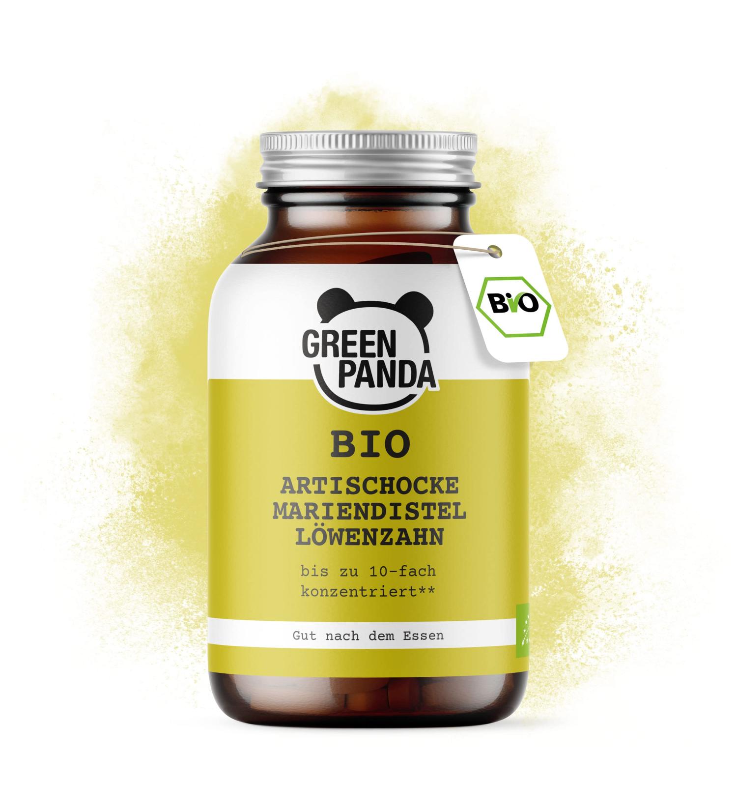 Green Panda Organic Artichoke Capsules - 120 Vegan Capsules with Dandelion & Milk Thistle - 10x Artichoke Extract in Glass Container. - Buy Online on GoSupps.com