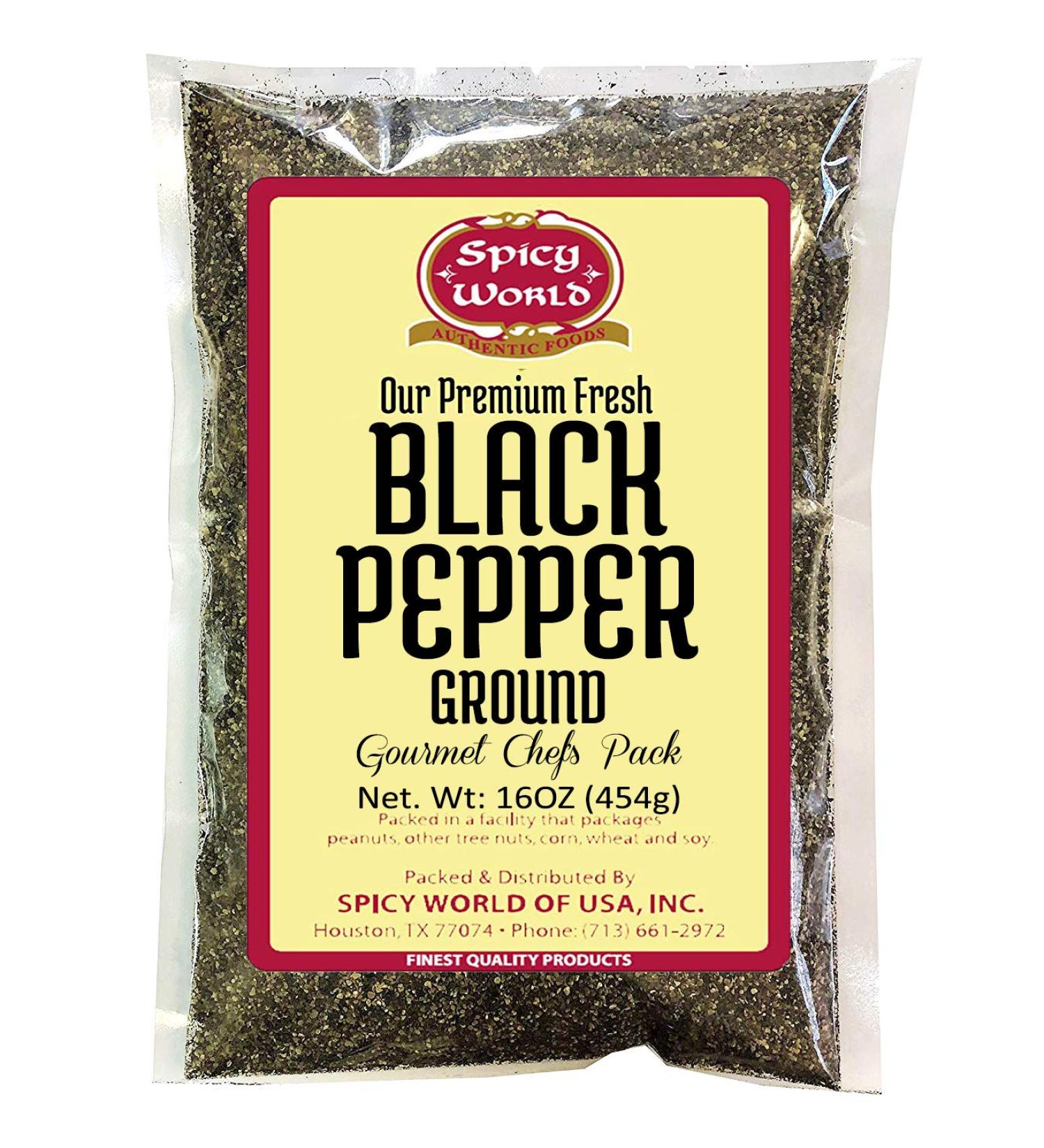 Spicy World Ground Black Pepper Powder 16oz (1lb) Bag - Table Grind - Pack of 1 - Buy Online on GoSupps.com