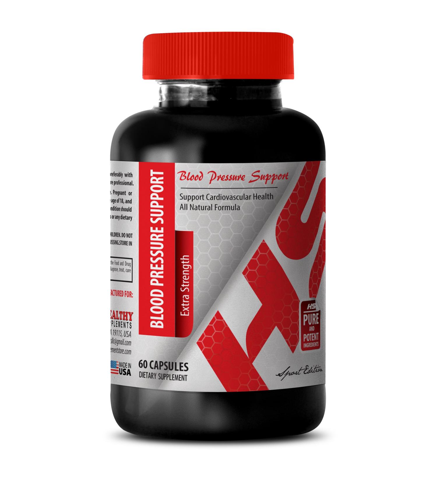 Blood Pressure Herbal Pills - Blood Pressure Support - Extra Strength - Garlic Capsules - 1 Bottle (60 Capsules) - Buy Online on GoSupps.com