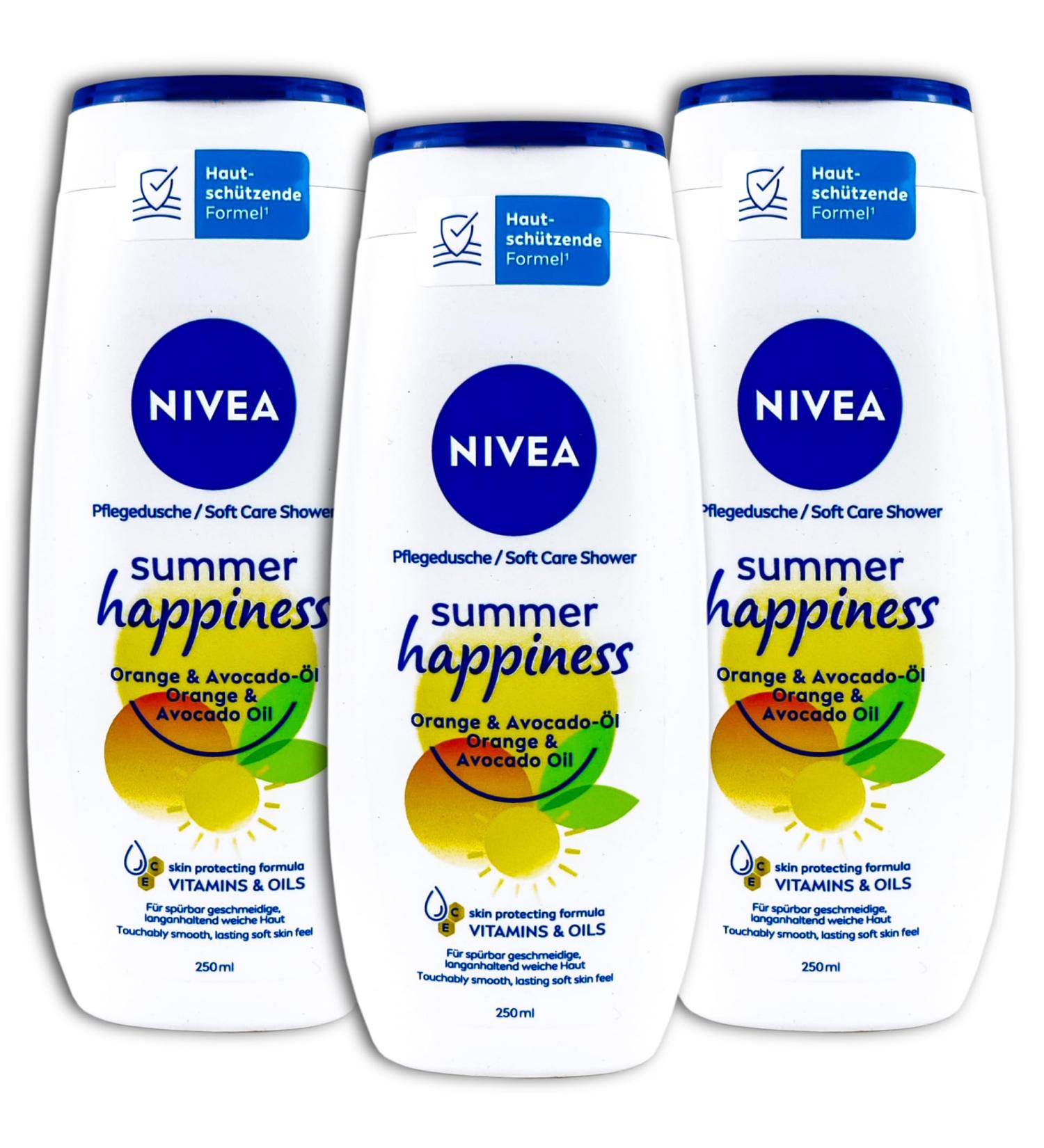 NIVEA NIVEA Summer Happy Orange and Avocado Oil Shower Gel Set of 3 x 250ml