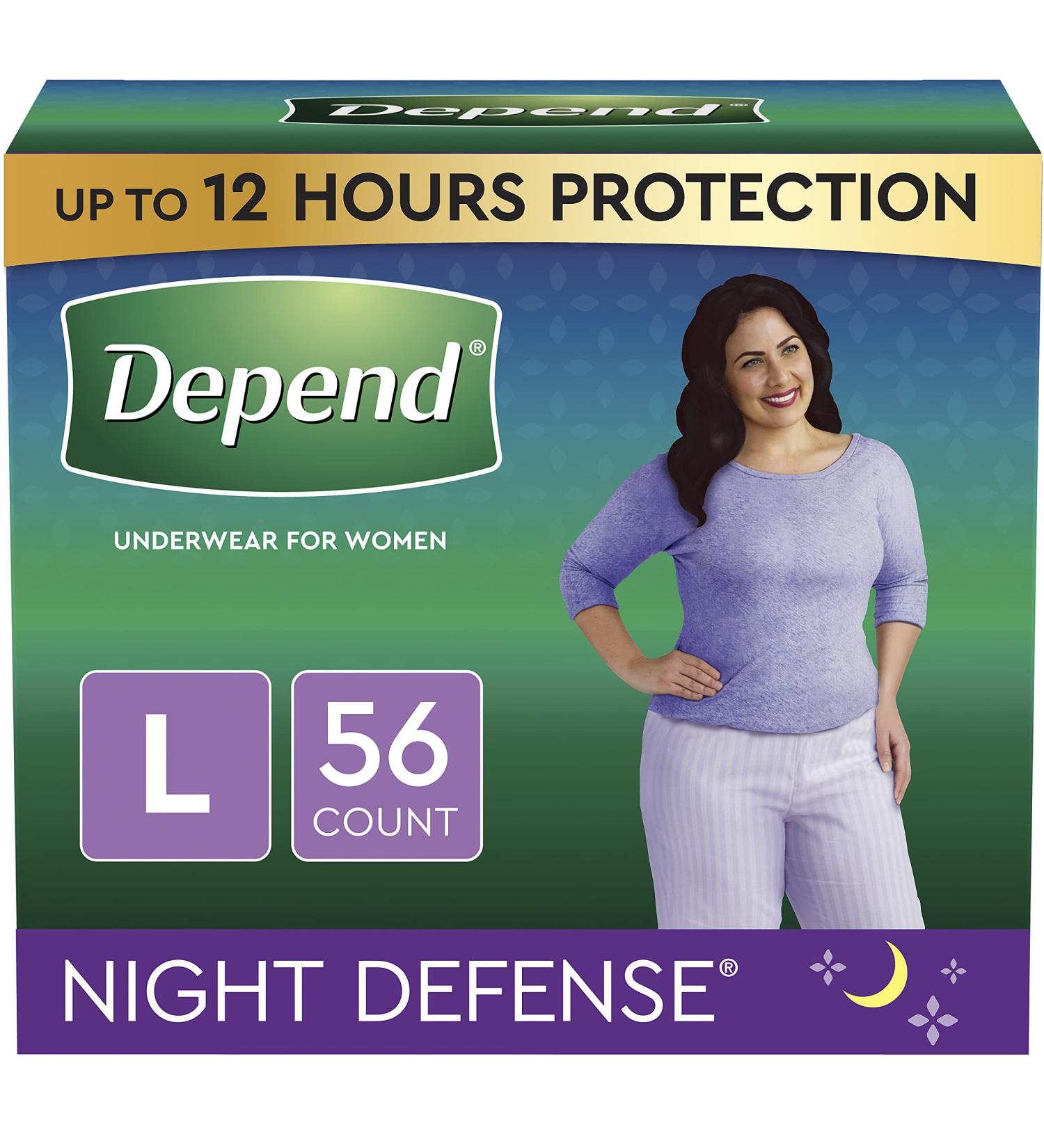 Depend Night Defense Women's Incontinence Underwear, Overnight, Large, 56 Count - (Pack of 4) | Blush, Disposable, Absorbent - Buy Online on GoSupps.com