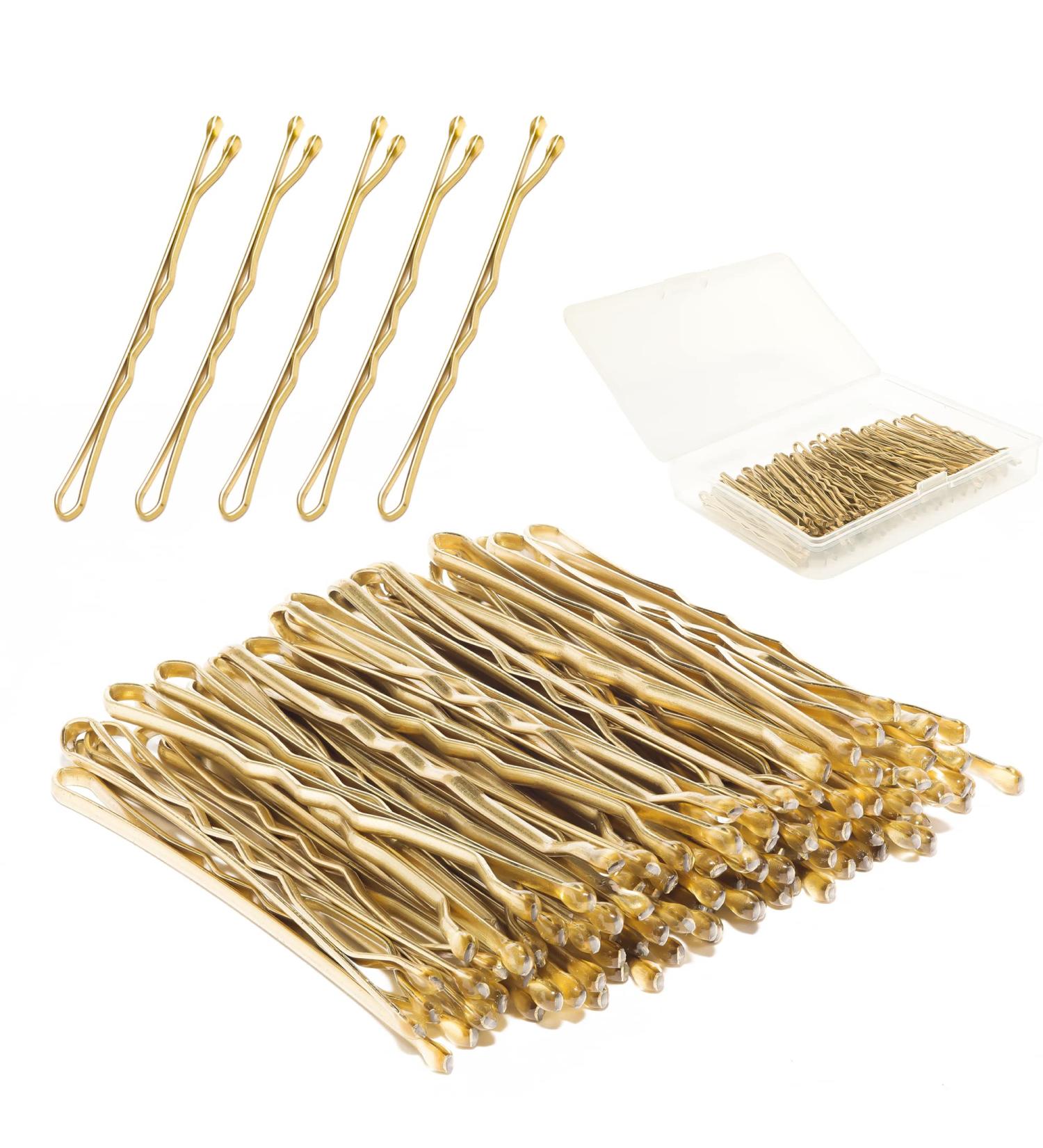 200 Blonde Bobby Pins with Storage Box | Kirby Hair Grips (5.5cm/2.2 in) | Hair Styling Pins for Girls, Women, and Salons - Buy Online on GoSupps.com