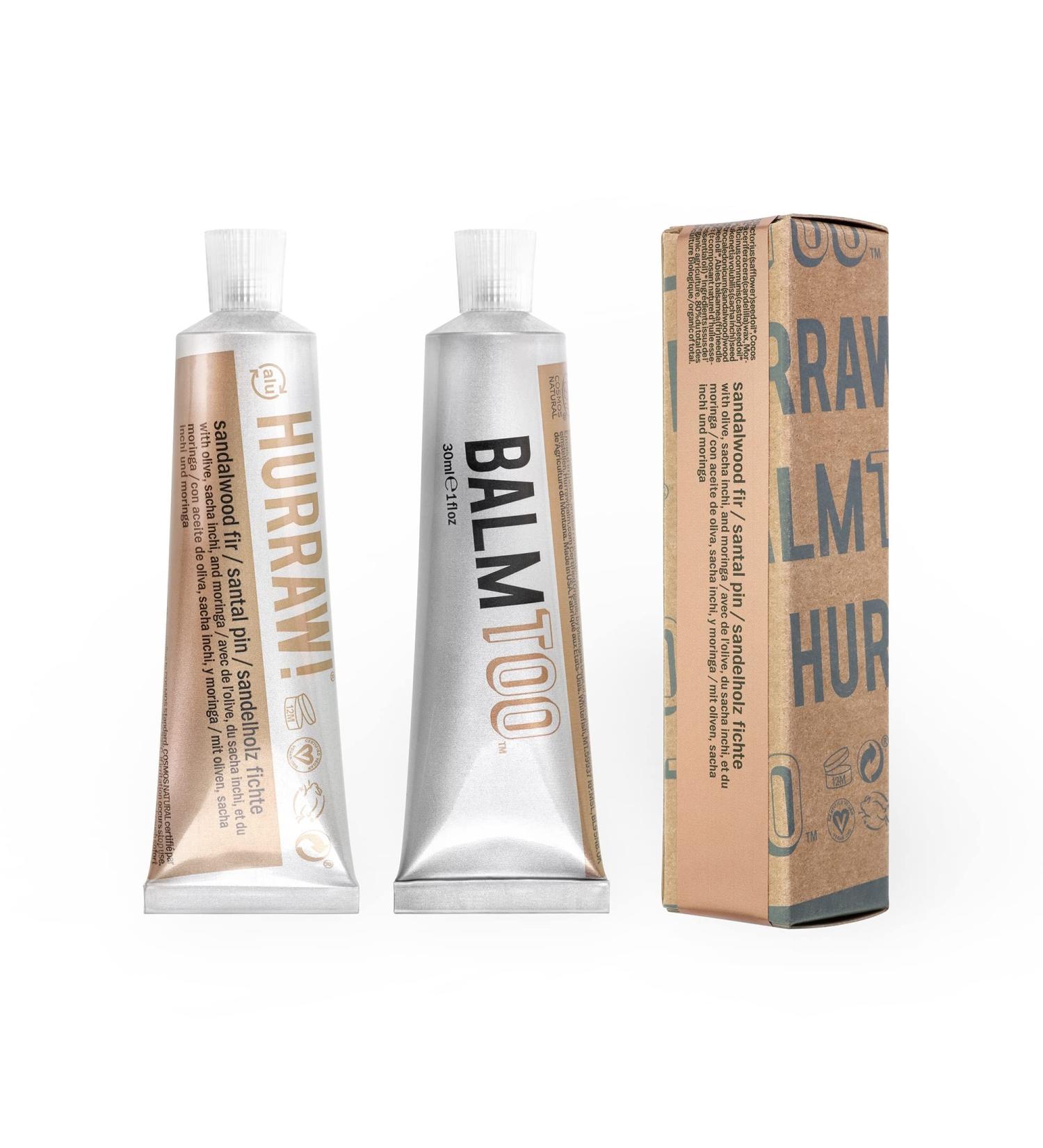 Hurraw! Balmtoo Squeezable Balm - Sandalwood Fir | Ultra-Moisturizing Natural & Organic Balm for Face Body Lips | 1 Tube 7 Sticks | Made in USA - Buy Online on GoSupps.com