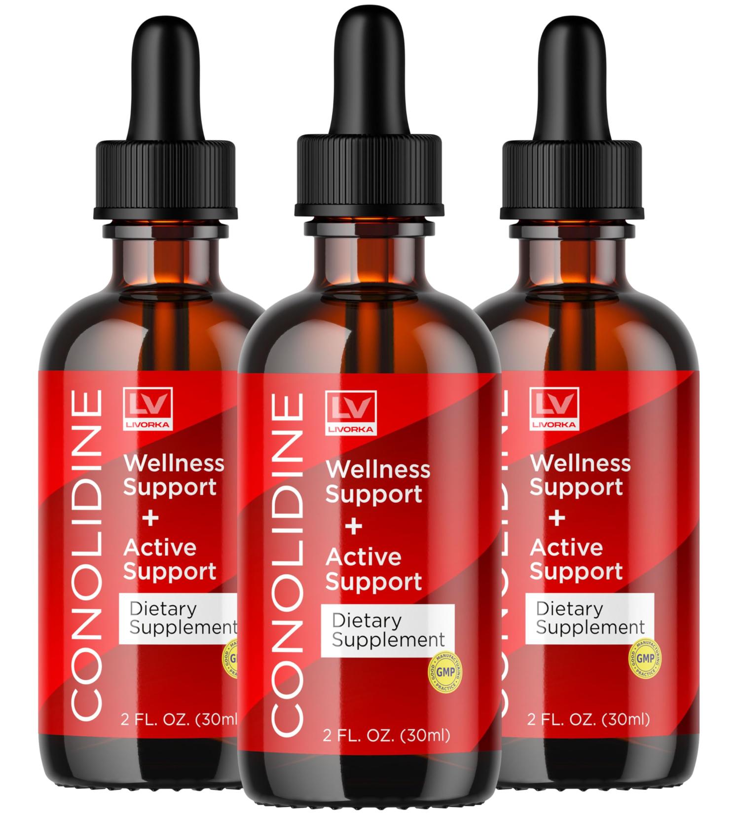 LIVORKA (3 Pack Conolidine Drops Conolidine Conolidine Liquid Conolidine Natural Conolidine Natural Relief Drops Conolidine Reliever Maximum Conolidine Reviews 3 Bottles for 90 Days - Buy Online on GoSupps.com