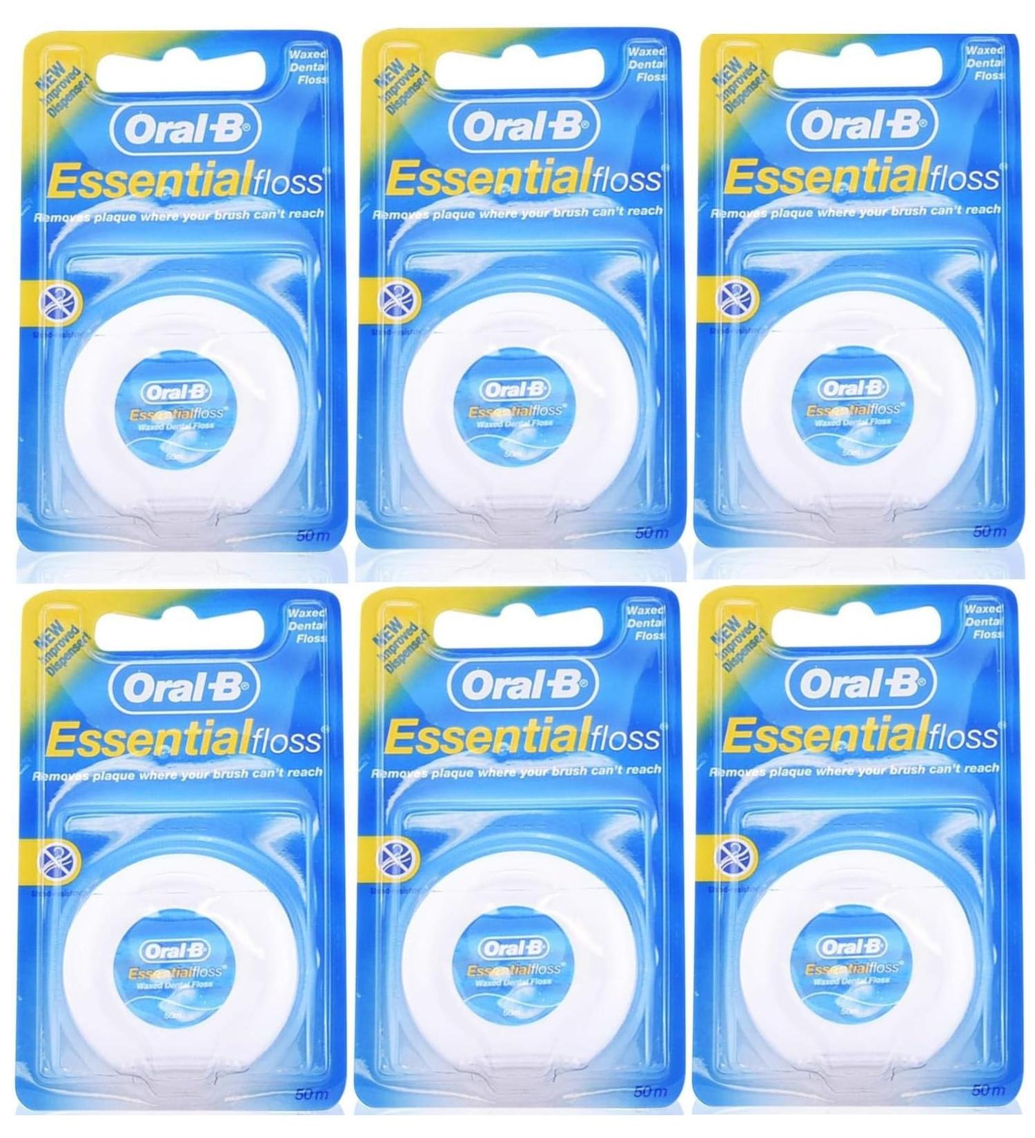 Oral-B Essential Dental Floss Regular 50 m 96171 (Pack of 6) 6 Count (Pack of 1)