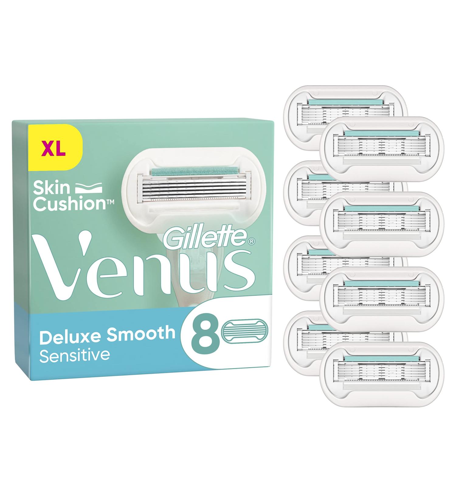 Gillette Venus Deluxe Smooth Sensitive Razor Blades for Women - 8 Replacement Metal Blades for a Close & Smooth Shave - Buy Online on GoSupps.com