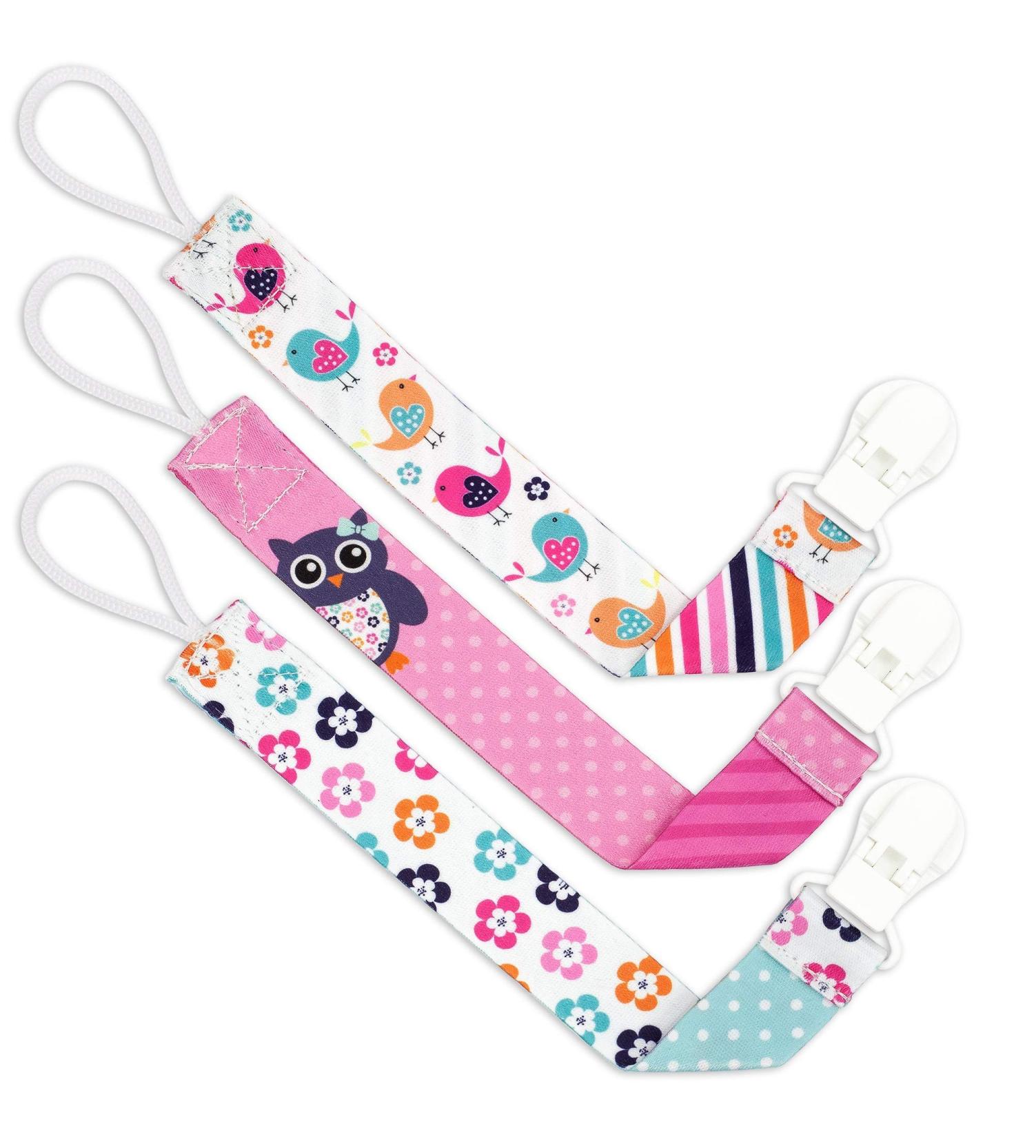 Liname Neutral Pacifier Clip - 3 Pack for Boys & Girls - Baby Binky Holder - Spring Flowers Design - Buy Online on GoSupps.com