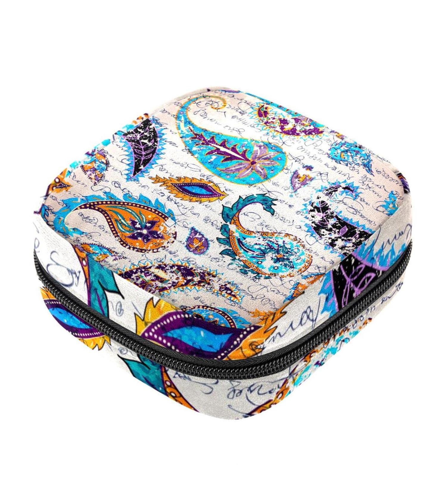 Vintage Paisley Menstruation Bag with Zipper | Women's Napkin & Tampons Bag | Stylish Collective Bag for Girls - Buy Online on GoSupps.com
