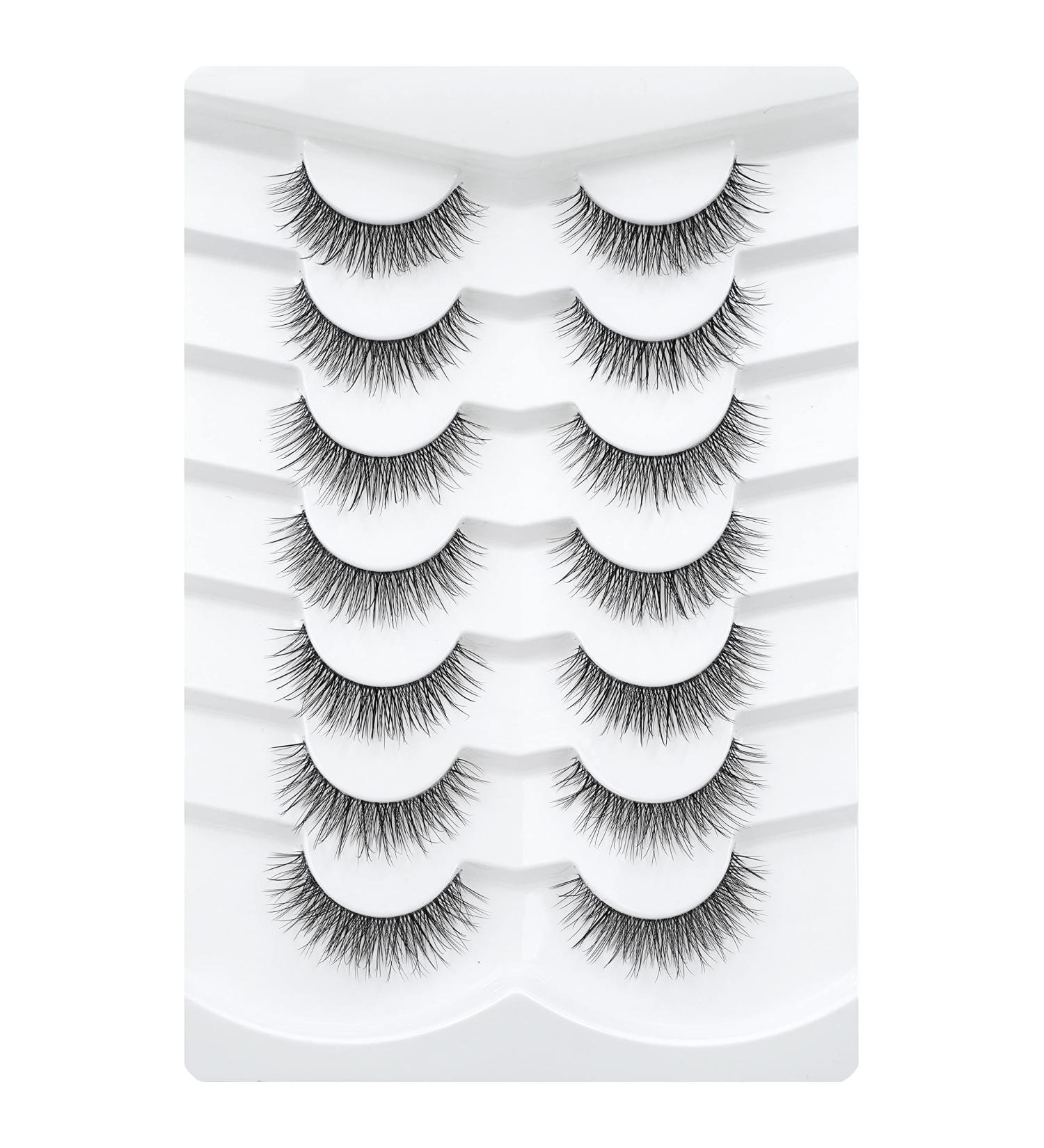 3D Clear Band Cat Eye False Eyelashes - Natural Look Wispy & Reusable - 7 Pairs Happy Heartbeat (No.201) - Buy Online on GoSupps.com
