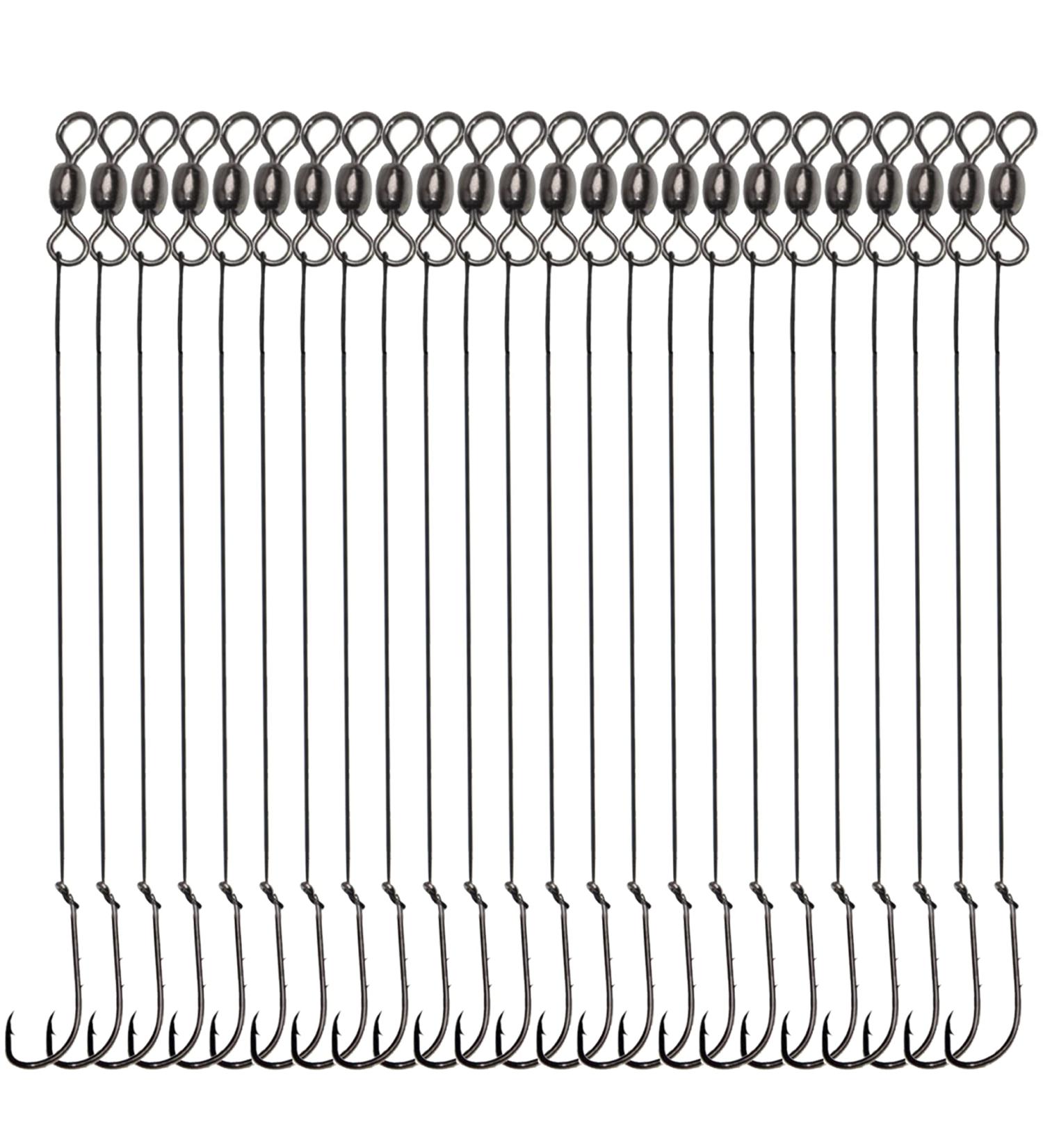 Baitholder Snelled Hook Leader Rig 24pcs - Saltwater/Freshwater Fishing Wire Rigs with Hooks & Swivels - Buy Online on GoSupps.com