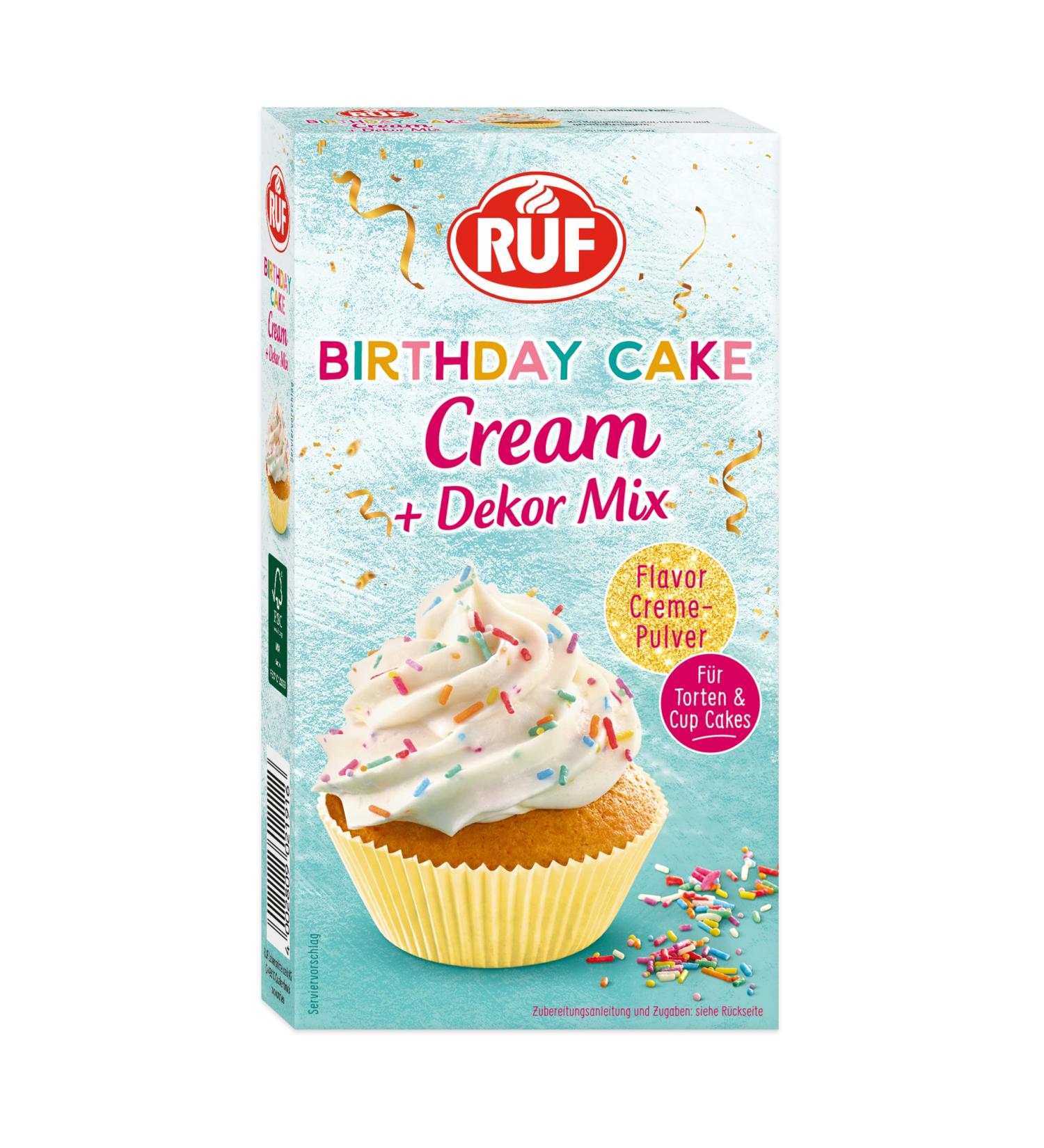 Ruf Birthday Cake Cream Powder - Vanilla-Caramel Flavor for Perfect Loose Cake Cream | 110g - Buy Online on GoSupps.com