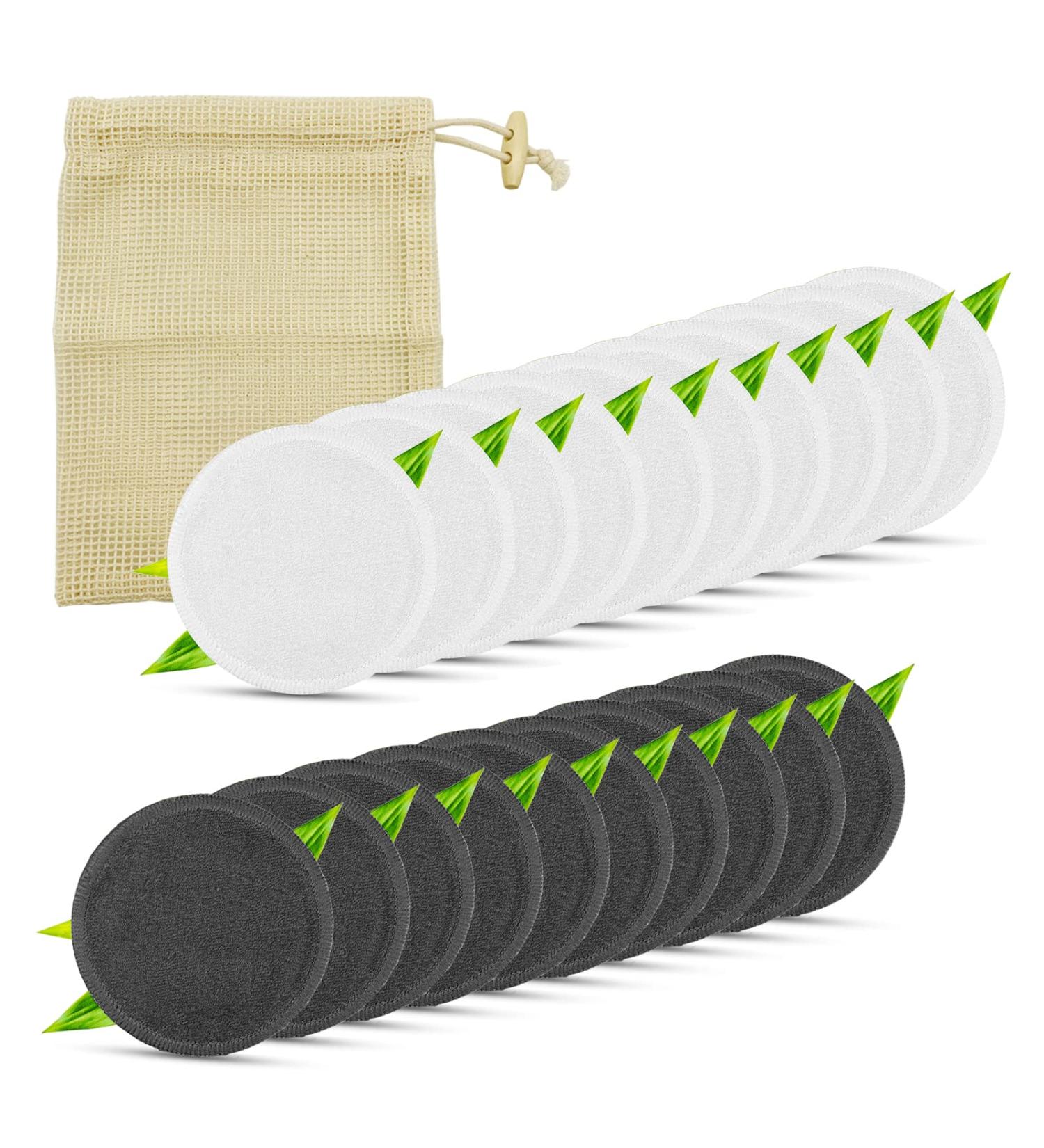 20 Washable Slaughtering Pads | Soft Reusable Cotton Makeup Towels for Facial Cleaning - Gray & White - Buy Online on GoSupps.com