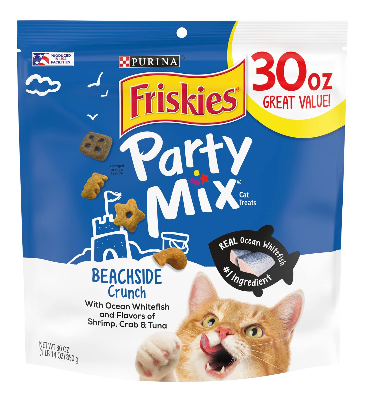 Purina Friskies Party Mix Beachside Crunch Cat Treats - 30 oz. Pouch - Buy Online on GoSupps.com