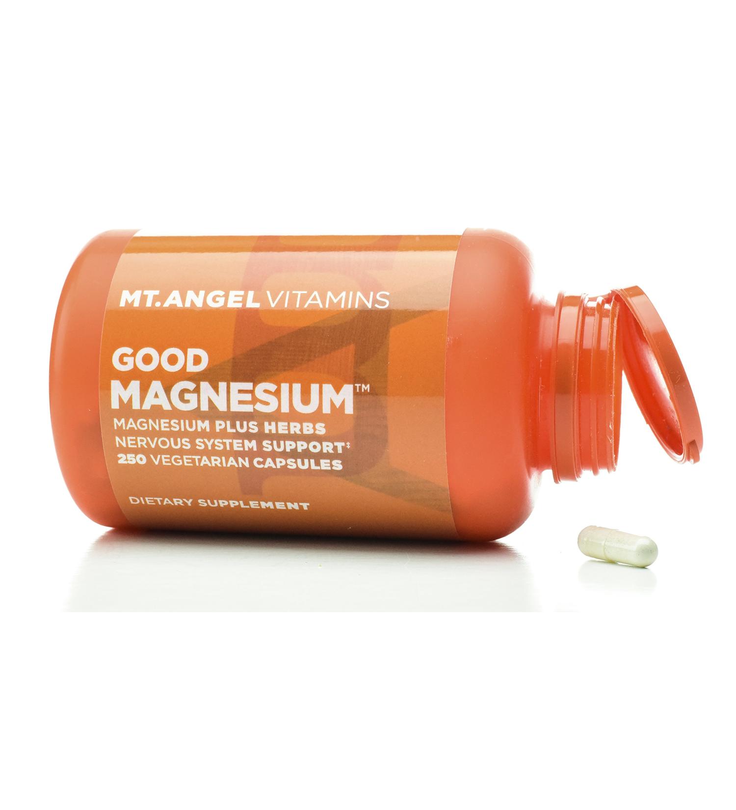 Mt. Angel Vitamins Magnesium Plus Herbs - Nervous System Support (250 Vegetarian Capsules) - Buy Online on GoSupps.com