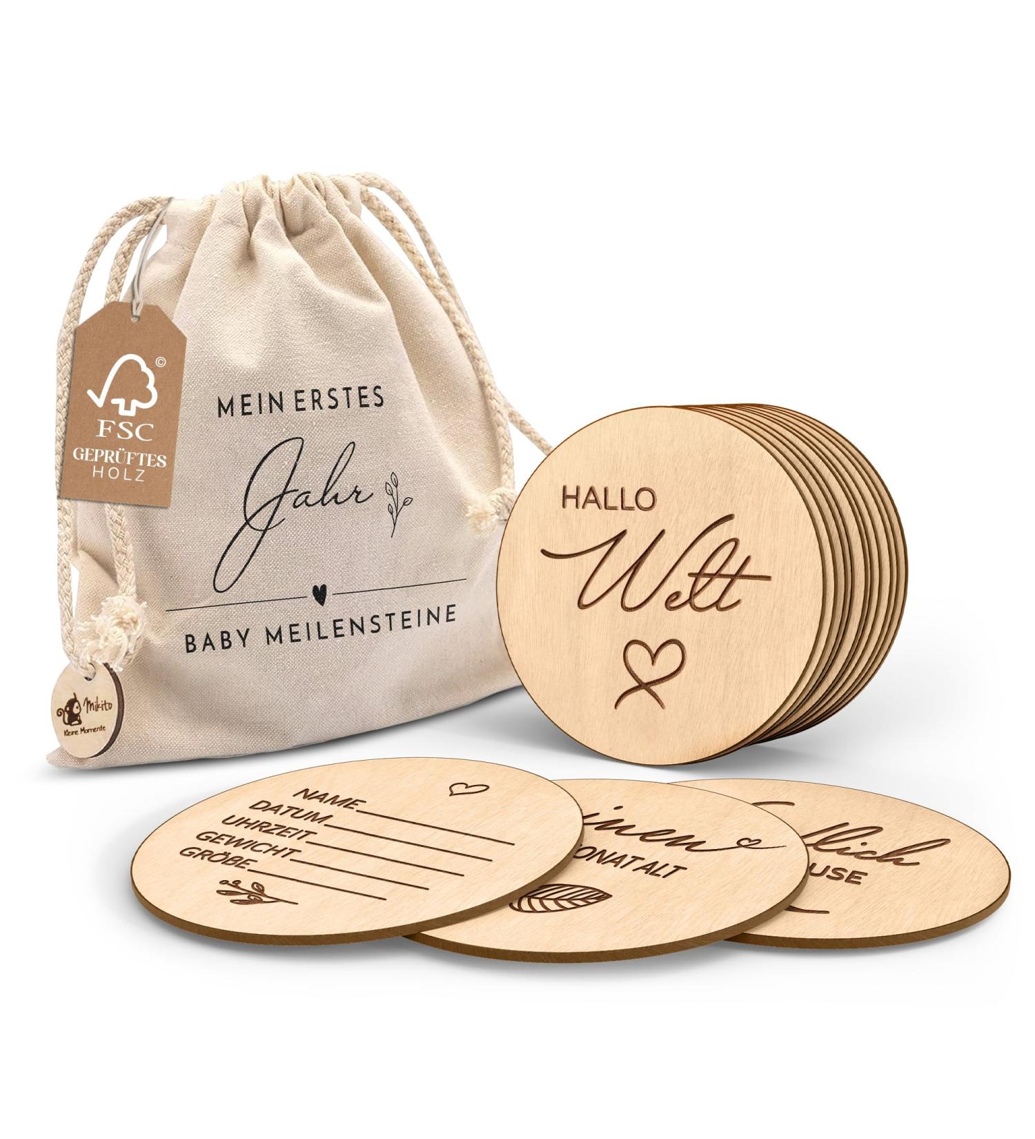 Holz Meilensteinkarten f r Babys 30 edle Holzscheiben als Geschenk zur Geburt oder Babyparty f r werdende M tter und Eltern - Buy Online on GoSupps.com