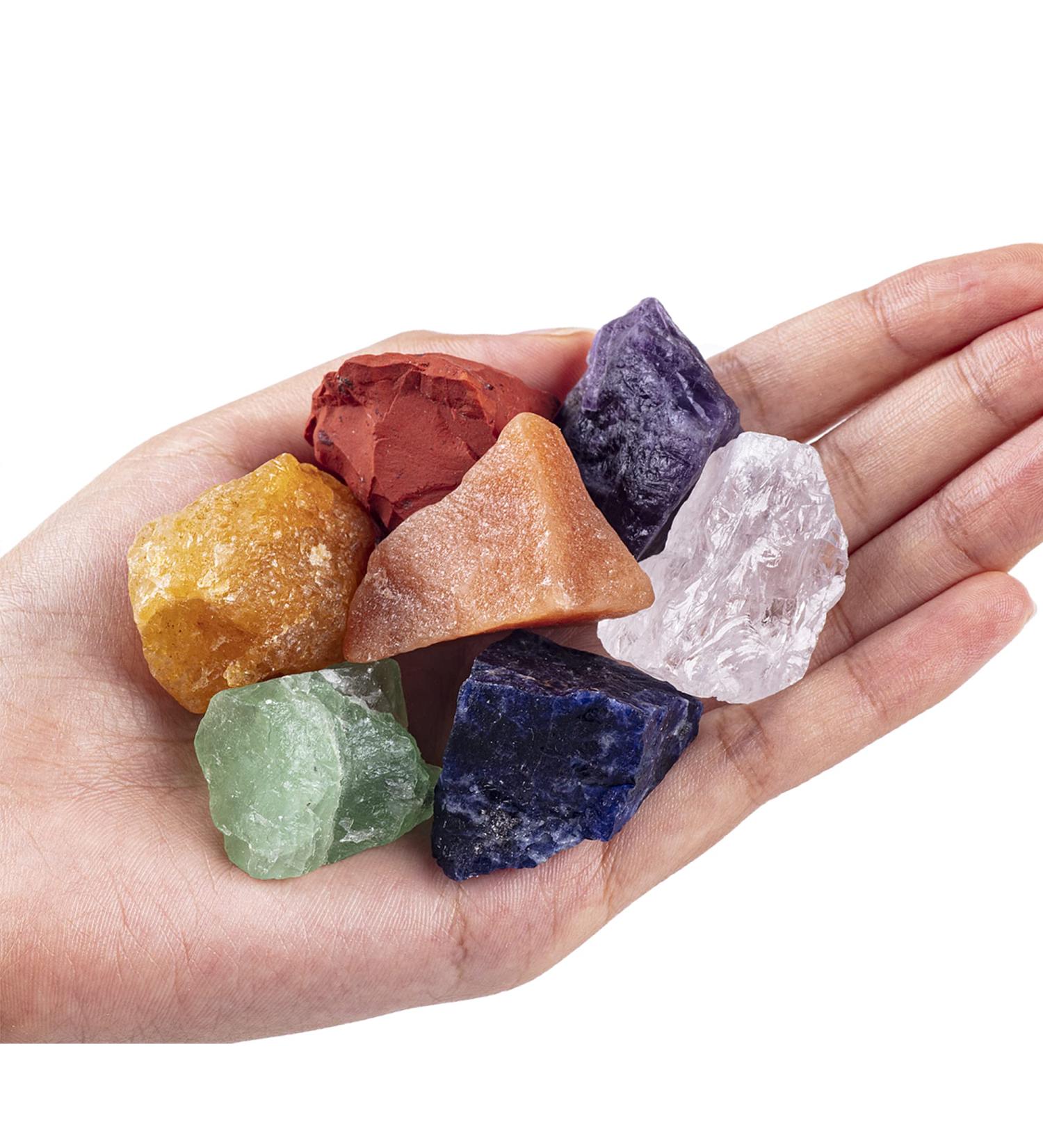 UNIHOM 7 Chakra Stones Set - Natural Healing Crystal Kit for Meditation Therapy - 7pc Rough Gemstones for Balance & Energy Alignment - Buy Online on GoSupps.com