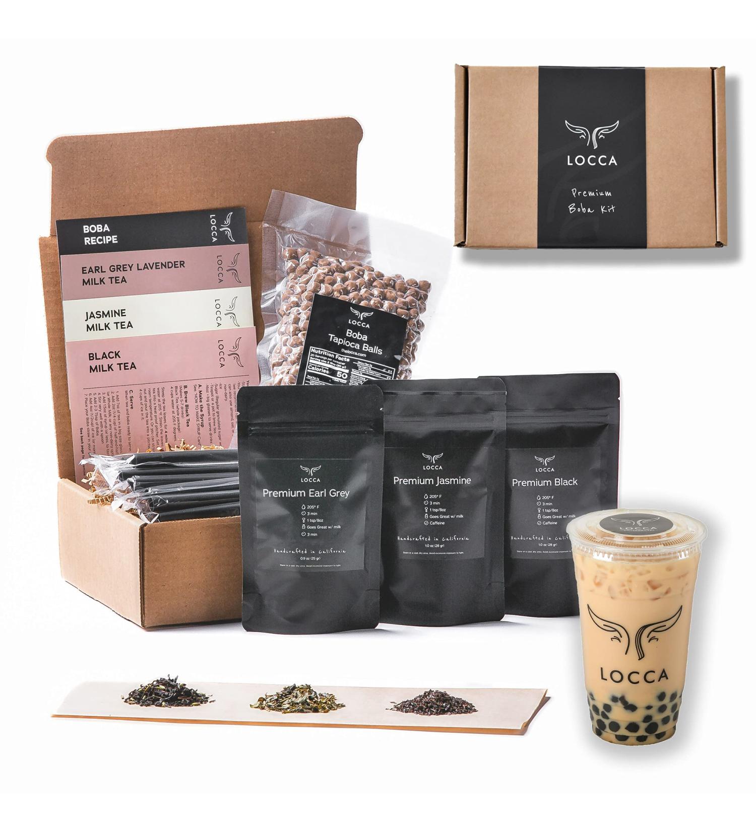 Locca Classic Boba Tea Kit - Premium Earl Grey Lavender Jasmine Black Tea | 24+ Boba Drinks | DIY Boba Making Kit - Buy Online on GoSupps.com