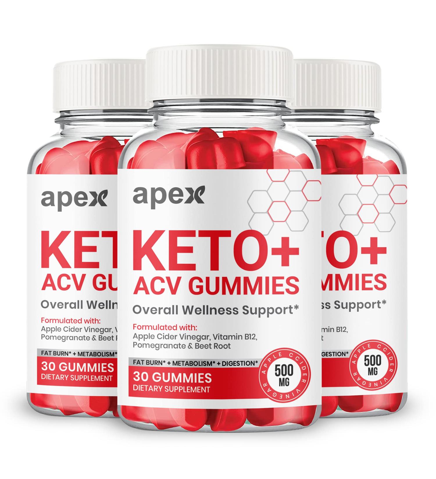Apex Keto ACV Gummies - Maximum Strength Formula with Vitamin B12, Beet Root, and Pomegranate (3 Pack) - Buy Online on GoSupps.com
