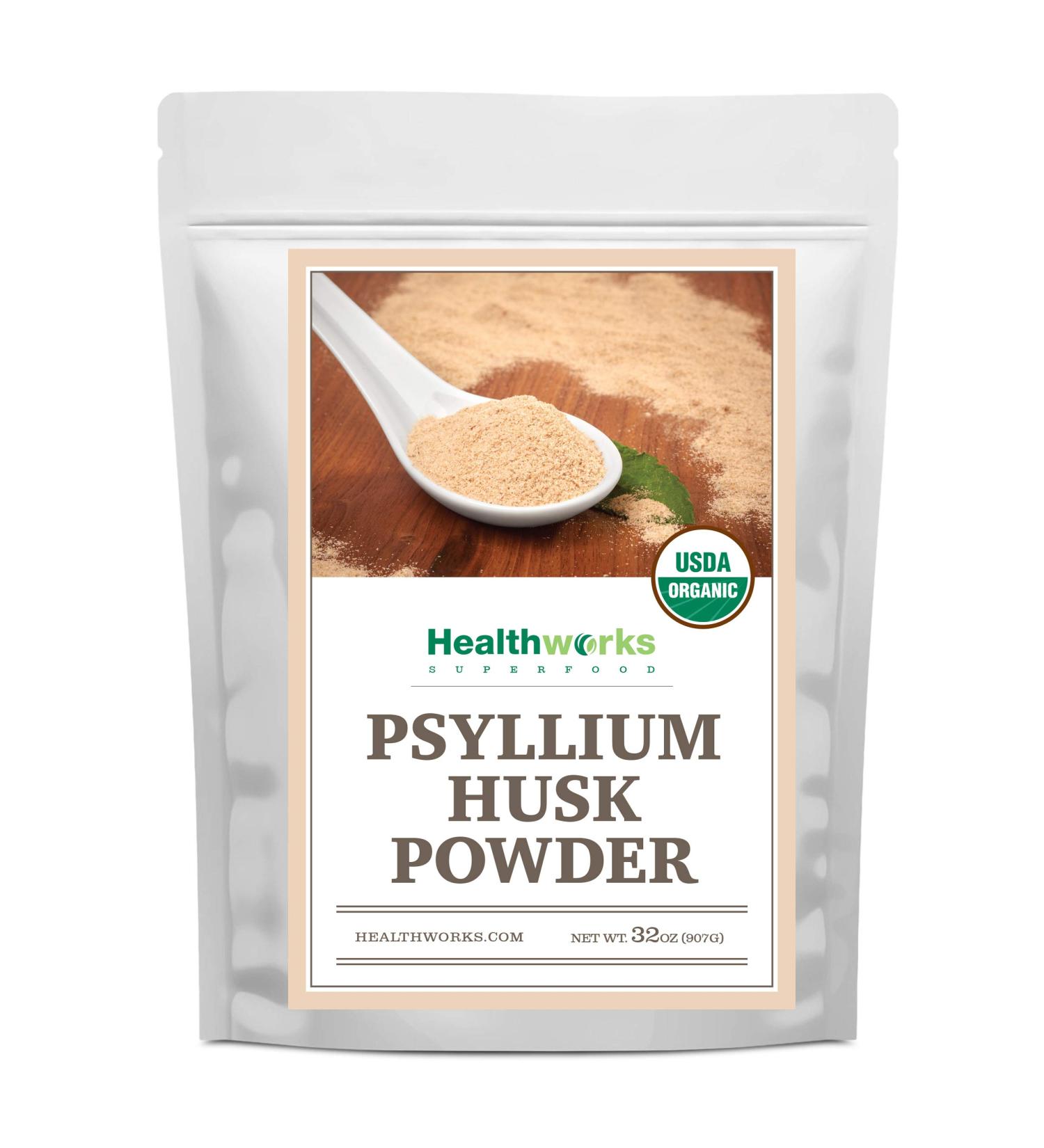 Healthworks Psyllium Husk Powder 2lb - Certified Organic, Raw & Non-GMO from India - Keto Vegan Fiber Support | 32oz - Buy Online on GoSupps.com