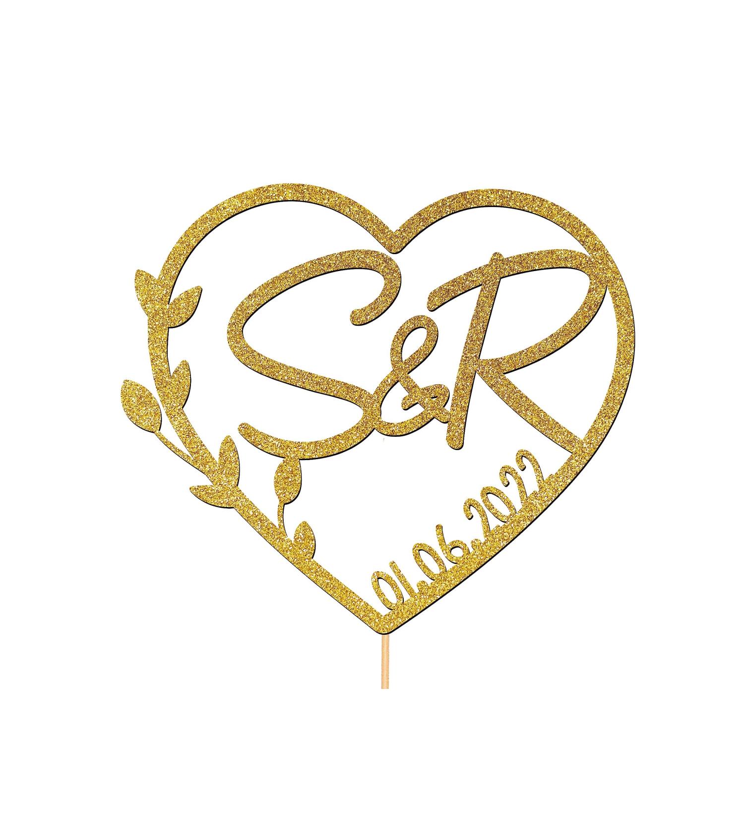 Personalised Cake Topper Engagement Cake Decorations Any Name Initials Date - CT9 - Buy Online on GoSupps.com