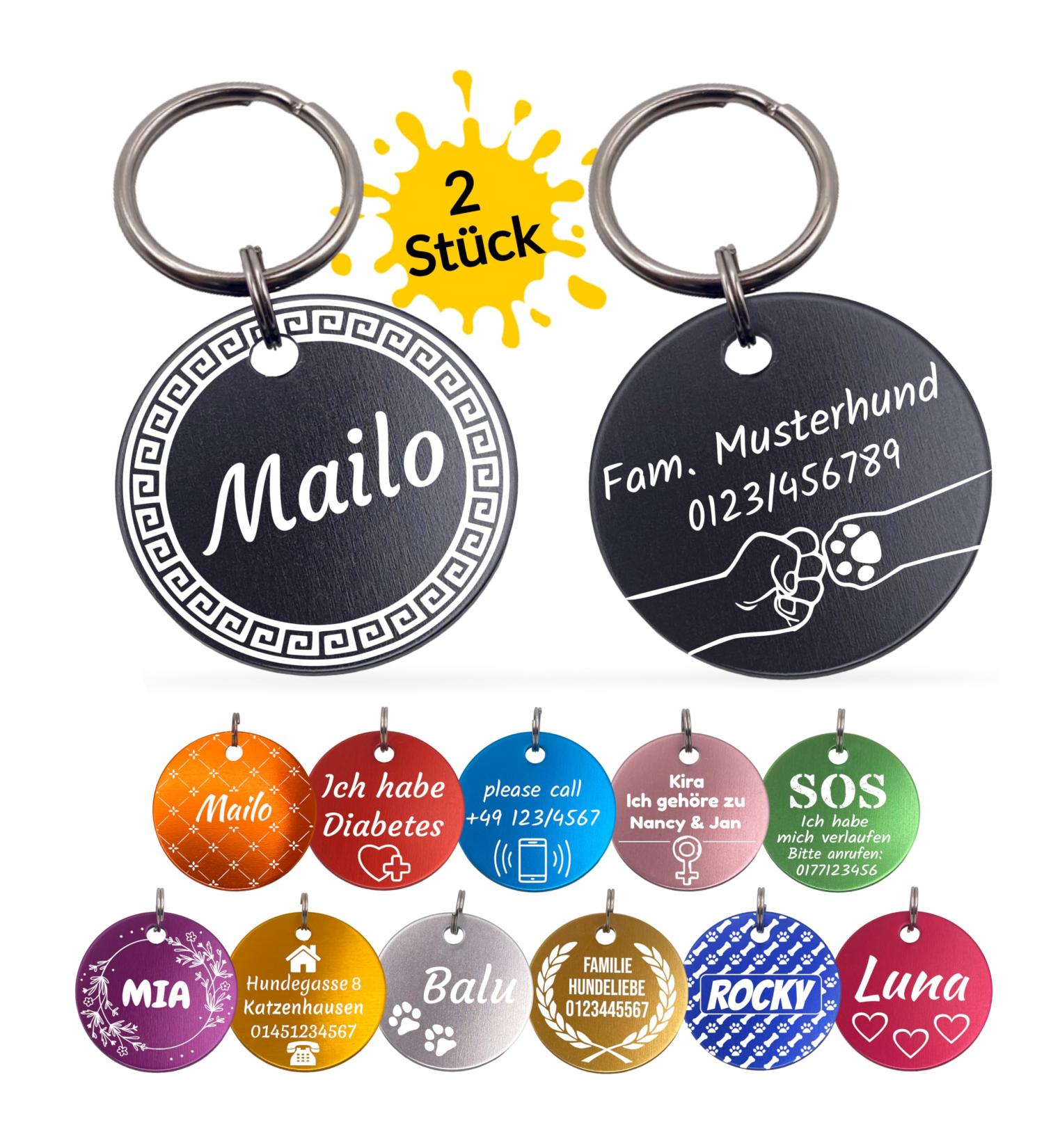 Personalized Dog & Cat Branding - Unique 2-Piece Recognition Set | Custom Engraved Round Tags (30mm) - Purple for Pets & Masters - Buy Online on GoSupps.com