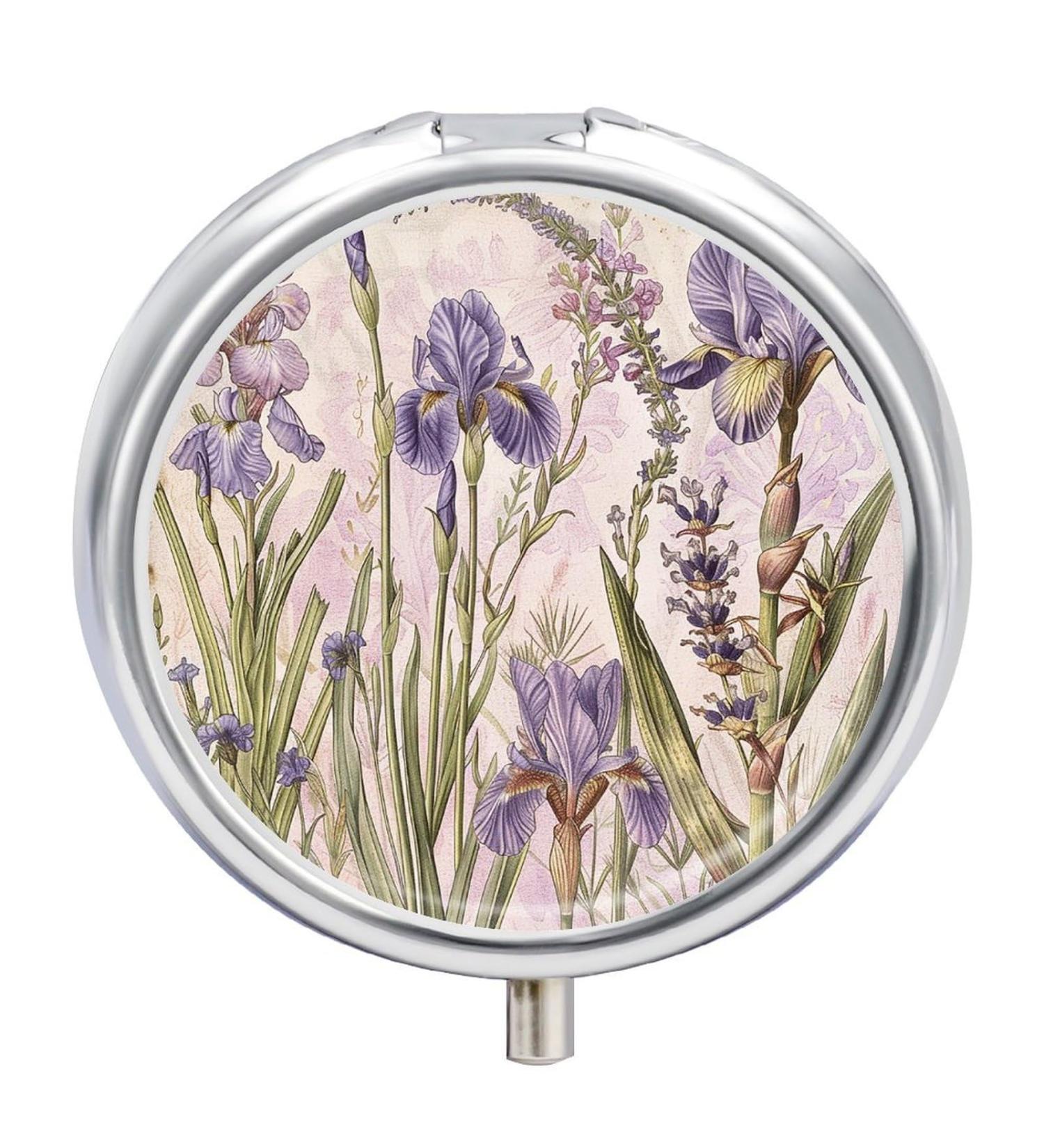 Vintage Floral Travel Pill Box - 3 Compartment Portable Pill Organizer for Purse & Pocket - Buy Online on GoSupps.com