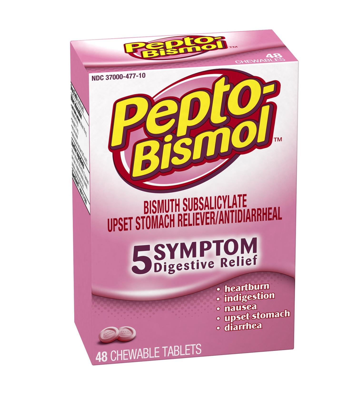 Pepto-Bismol Original Chewables 5 Symptom Relief 48 Count (Pack of 3) - Buy Online on GoSupps.com