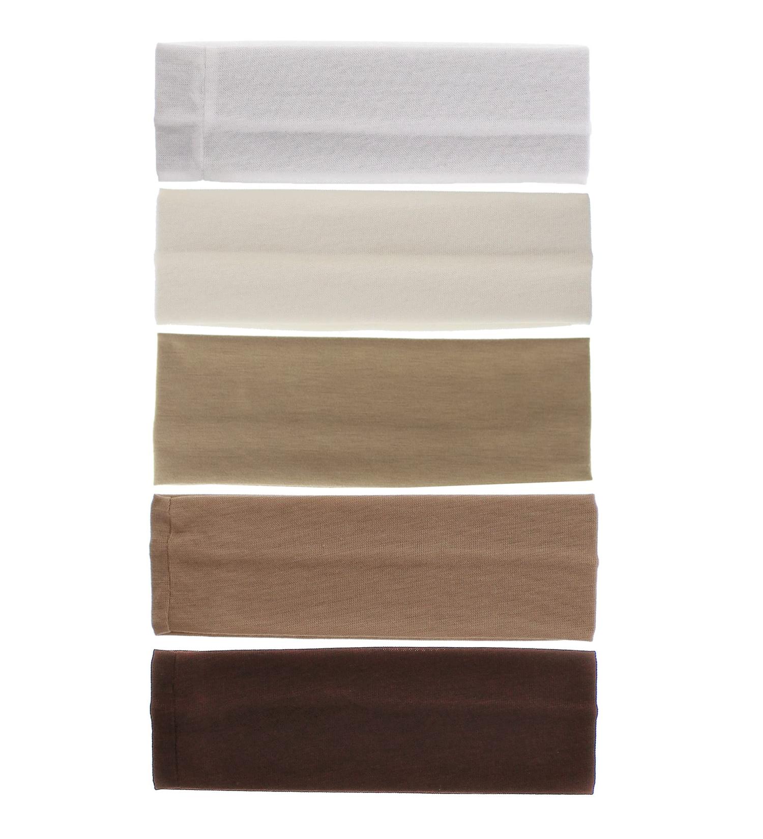 Zac's Alter Ego Set of 5 Elasticated Lycra Fabric 7cm Kylie Headbands - Assorted Colours White / Cream / Dark Beige / Beige / Brown