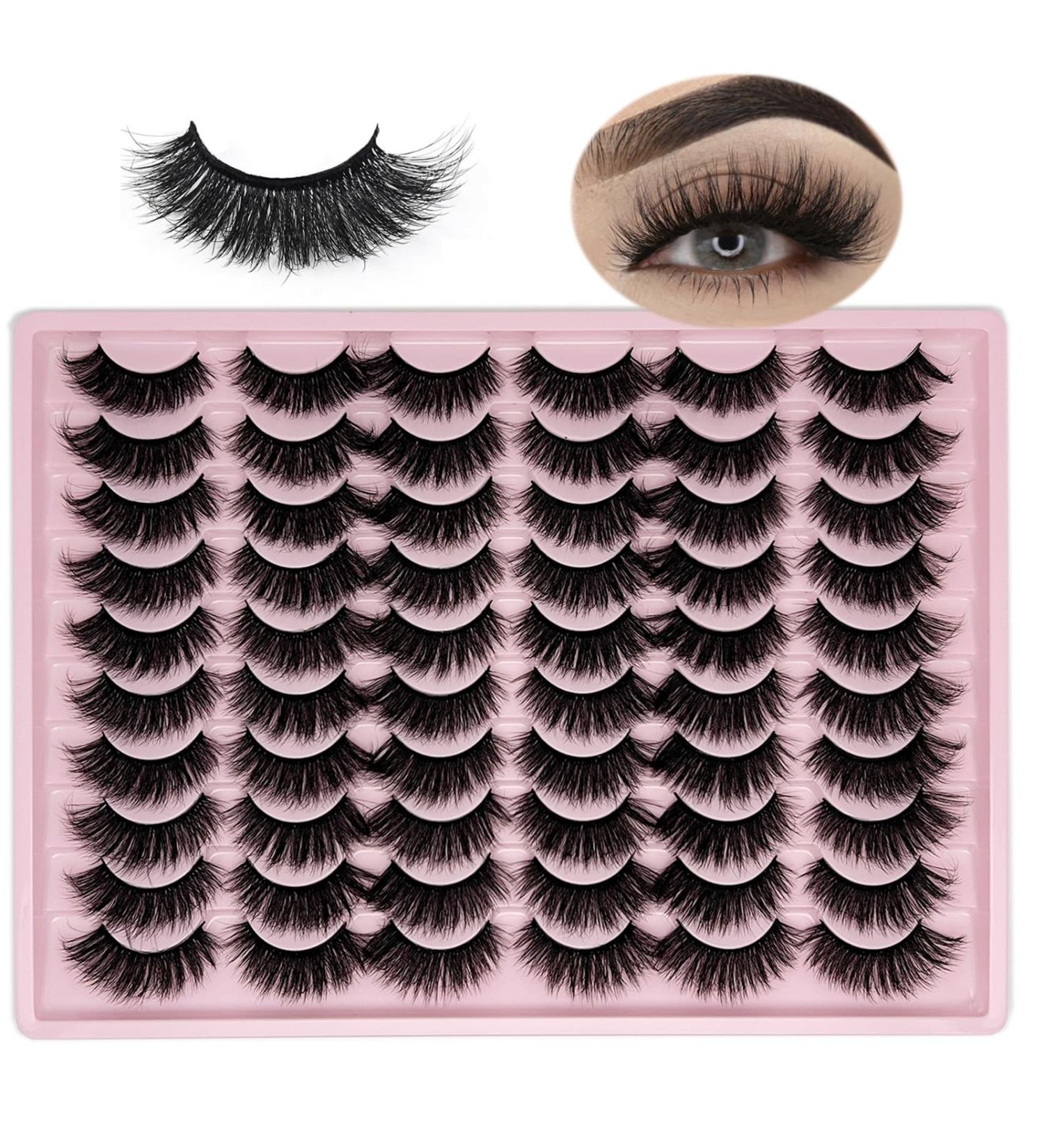 Bulk Cat Eye Faux Mink Lashes - 30 Pairs C Curl 18mm Long 3D Volume Natural False Eyelashes for Wholesale - Buy Online on GoSupps.com