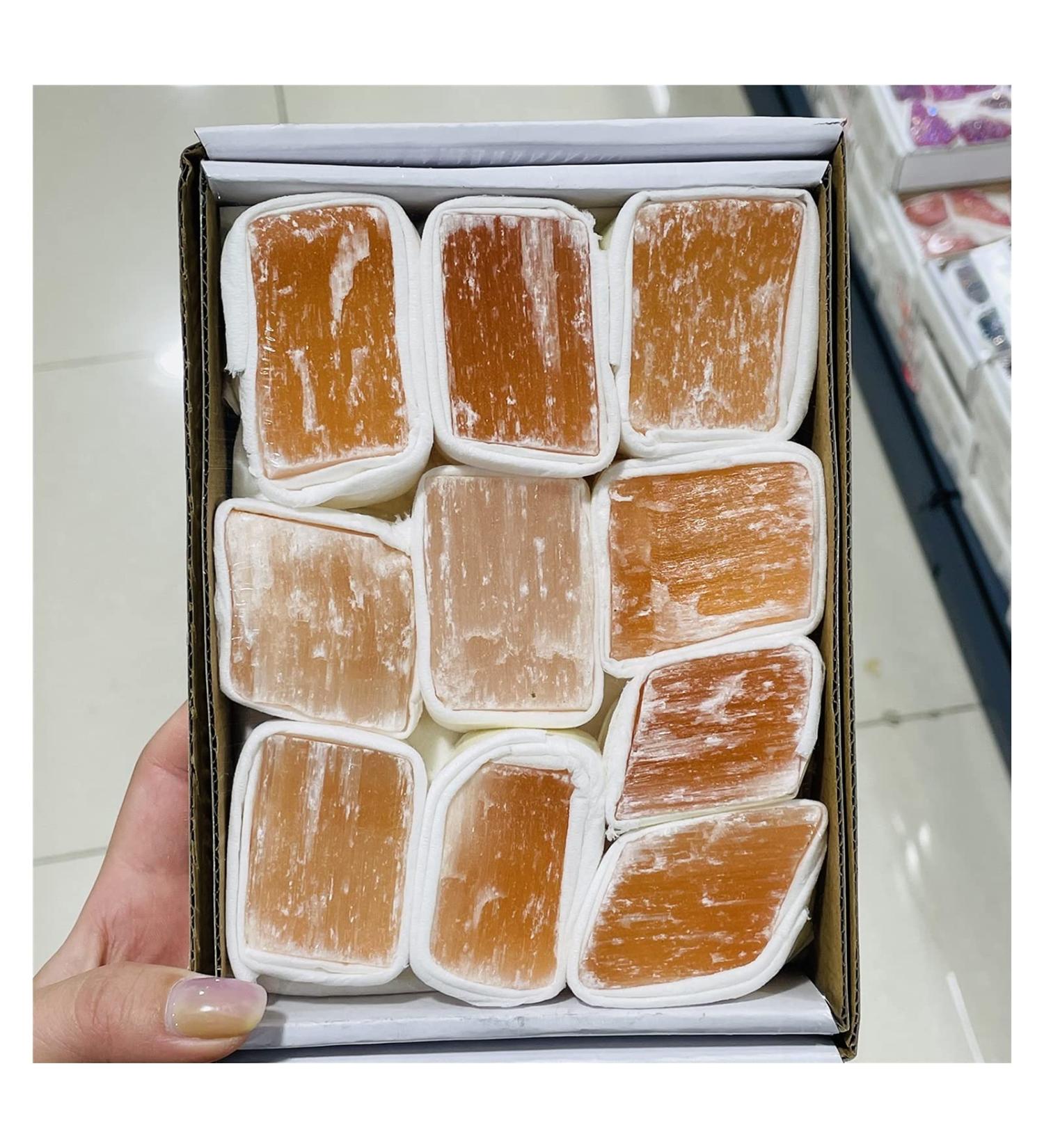 Natural Crystal Rough Natural Orange Selenite Rough Gypsum Crystal Box Reiki Specimen - Buy Online on GoSupps.com