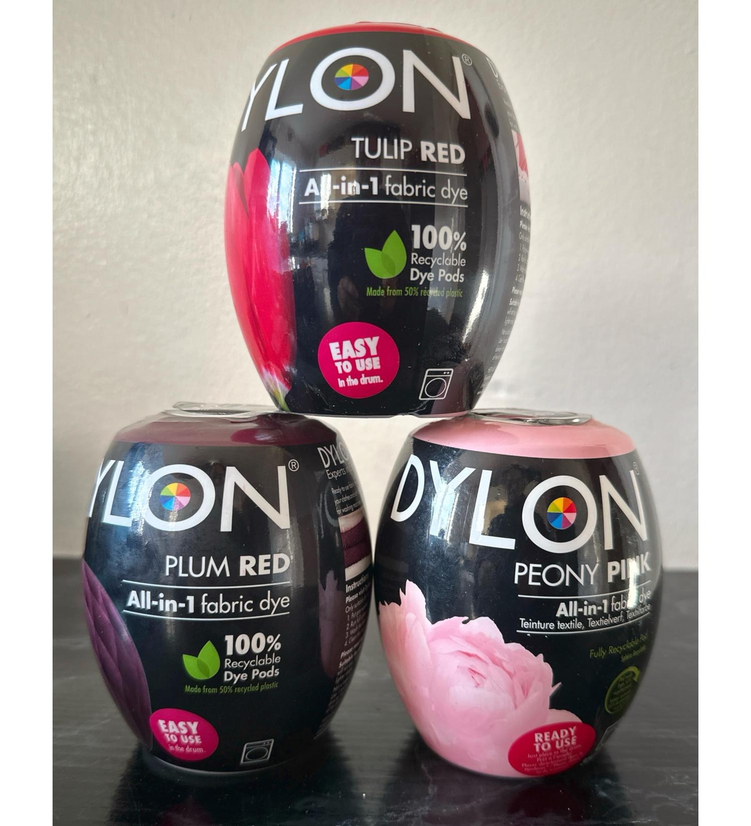 Dylon Machine Dye Pod 350g Box of 3 Tulip Red/Plum Red/Peony Pink by PADMASHRE