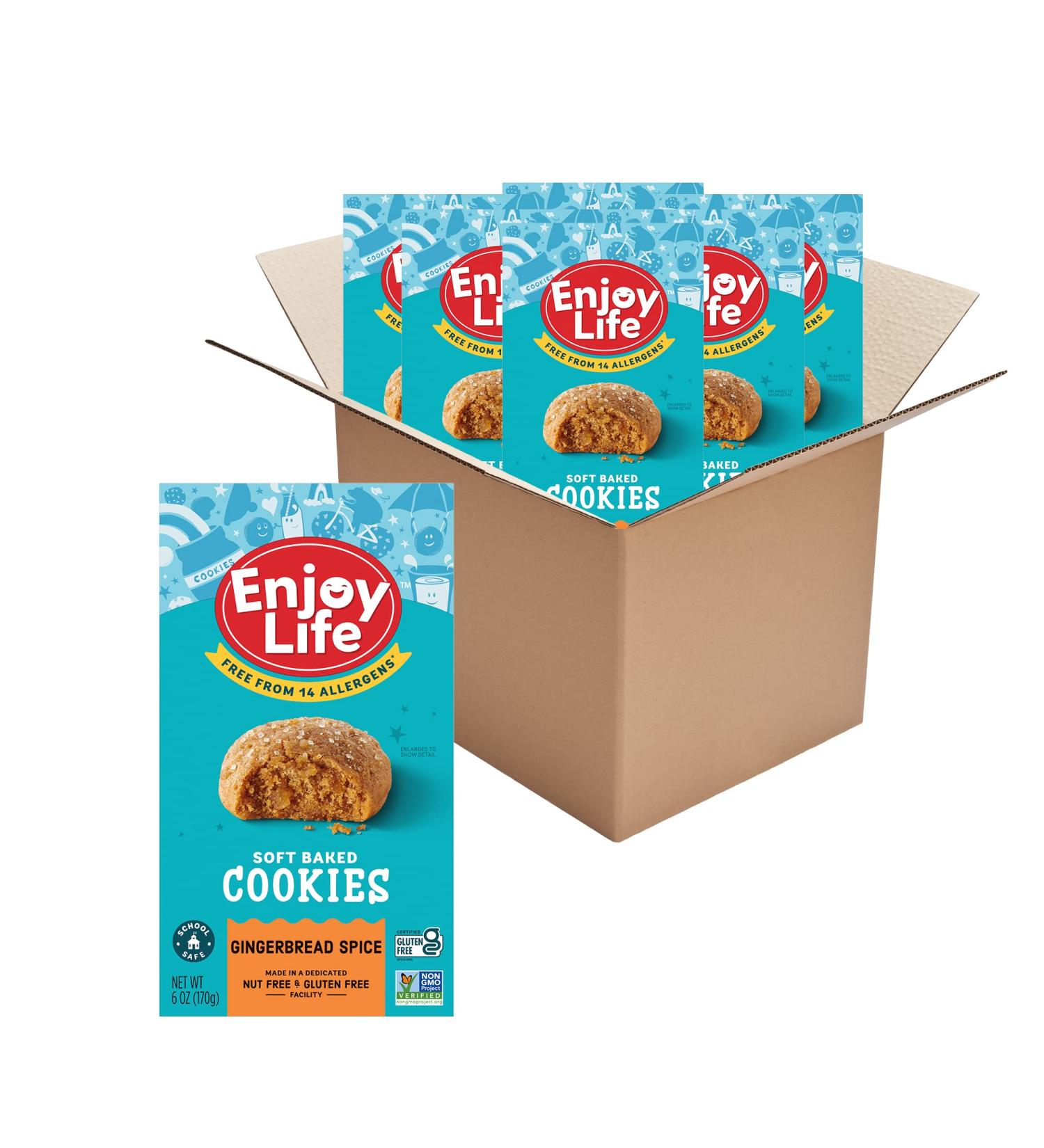 Enjoy Life Foods Gingerbread Spice Soft Baked Cookies - Soy Free, Dairy Free, Non GMO, Gluten Free, Vegan, Nut Free - 6 Boxes, 6 Ounce (Pack of 6) - Buy Online on GoSupps.com