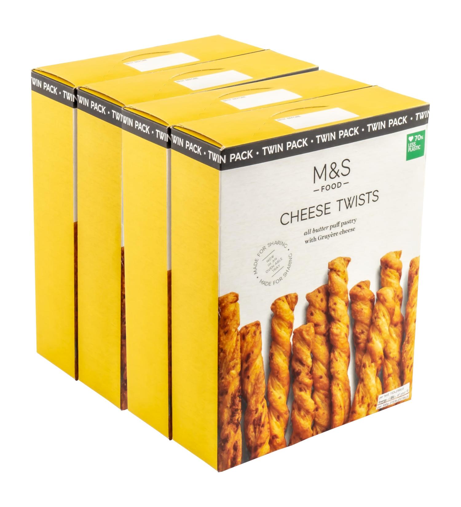 M&S Marks & Spencer Cheese Twists All Butter Puff Pastry with Gruy re Cheese Made in France 500g (4 x 125g) - Buy Online on GoSupps.com