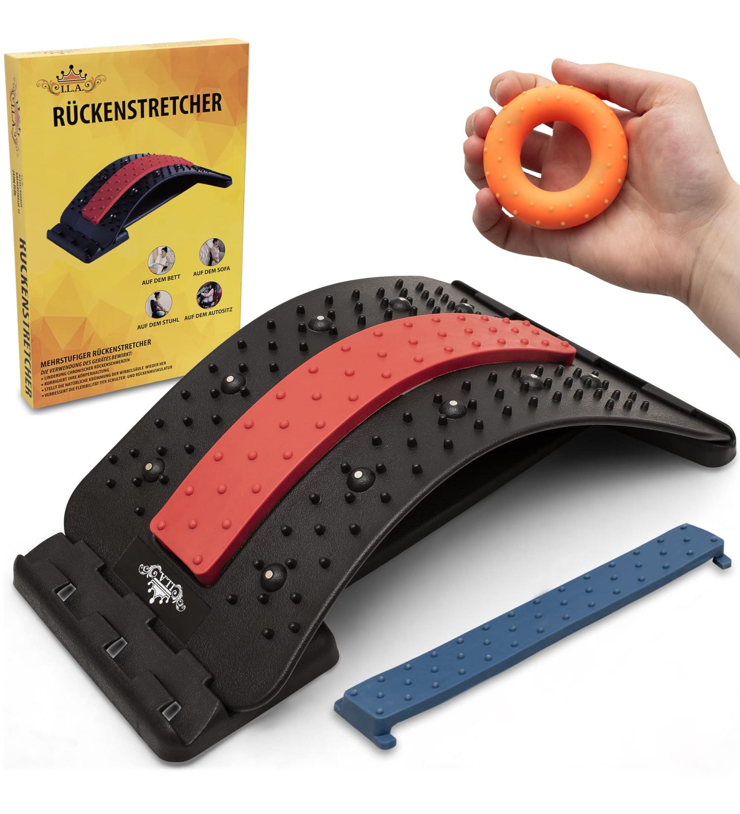 I.L.A. Back Extensor for Posture Correction & Back Pain Relief | Fitness Device with Free Massage Ring & German Instructions - Buy Online on GoSupps.com