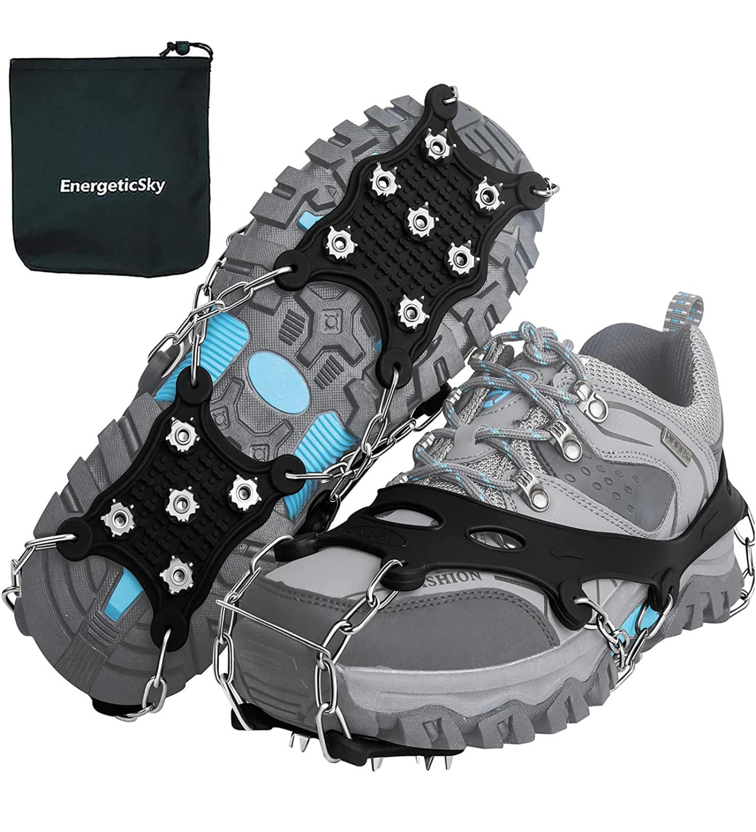 EnergeticSky Ice Cleats Spikes Crampons - Innovative Design for Everyday Winter Safety - Large 12 Ice Cleats - Attach Over Shoes/Boots for Outdoor Slippery Terrain - Amazon's Best Choice - Buy Online on GoSupps.com