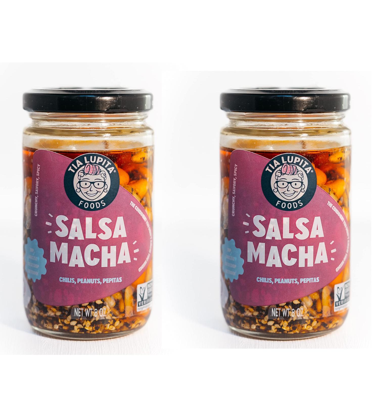 Tia Lupita Salsa Macha Chili Crunch Oil - 2 x 7.5oz Bottles | Gluten Free Non-GMO & Vegan | Flavorful Peanut & Chile Morita - Buy Online on GoSupps.com