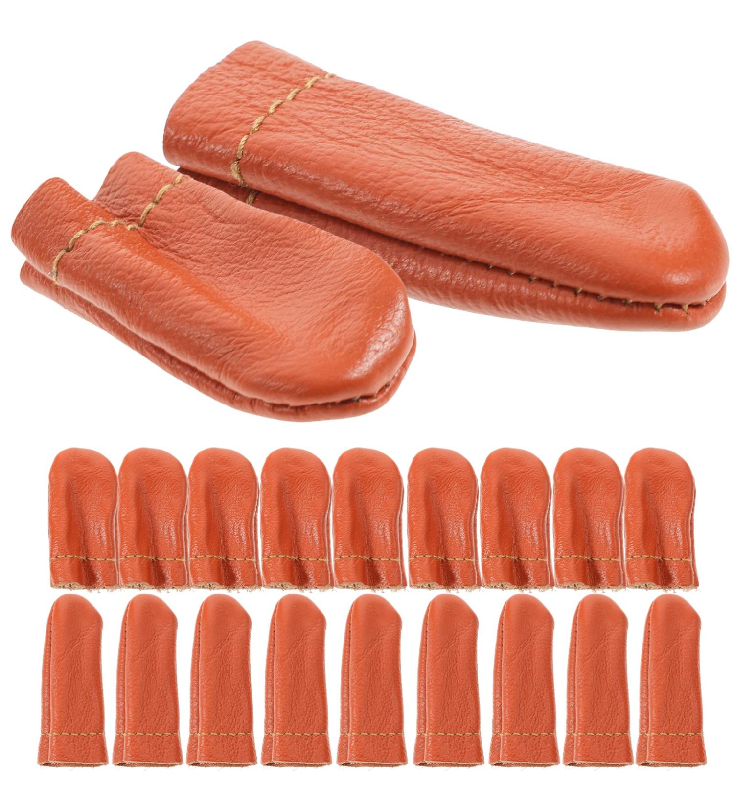 SEWACC 20 Pcs Leather Finger Cots - Thumb Protection for Needle Felting & Embroidery (Random Colors) - Durable Thimbles for Crafting - Buy Online on GoSupps.com