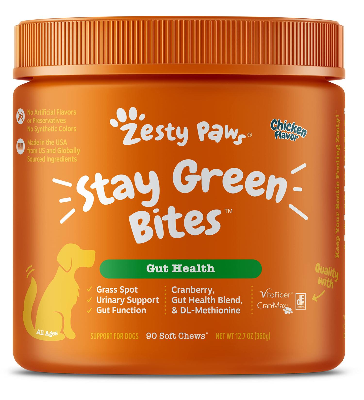 Zesty Paws Stay Green Bites for Dogs - Beef Flavor Digestive Chews, 90 Soft Chews - Buy Online on GoSupps.com