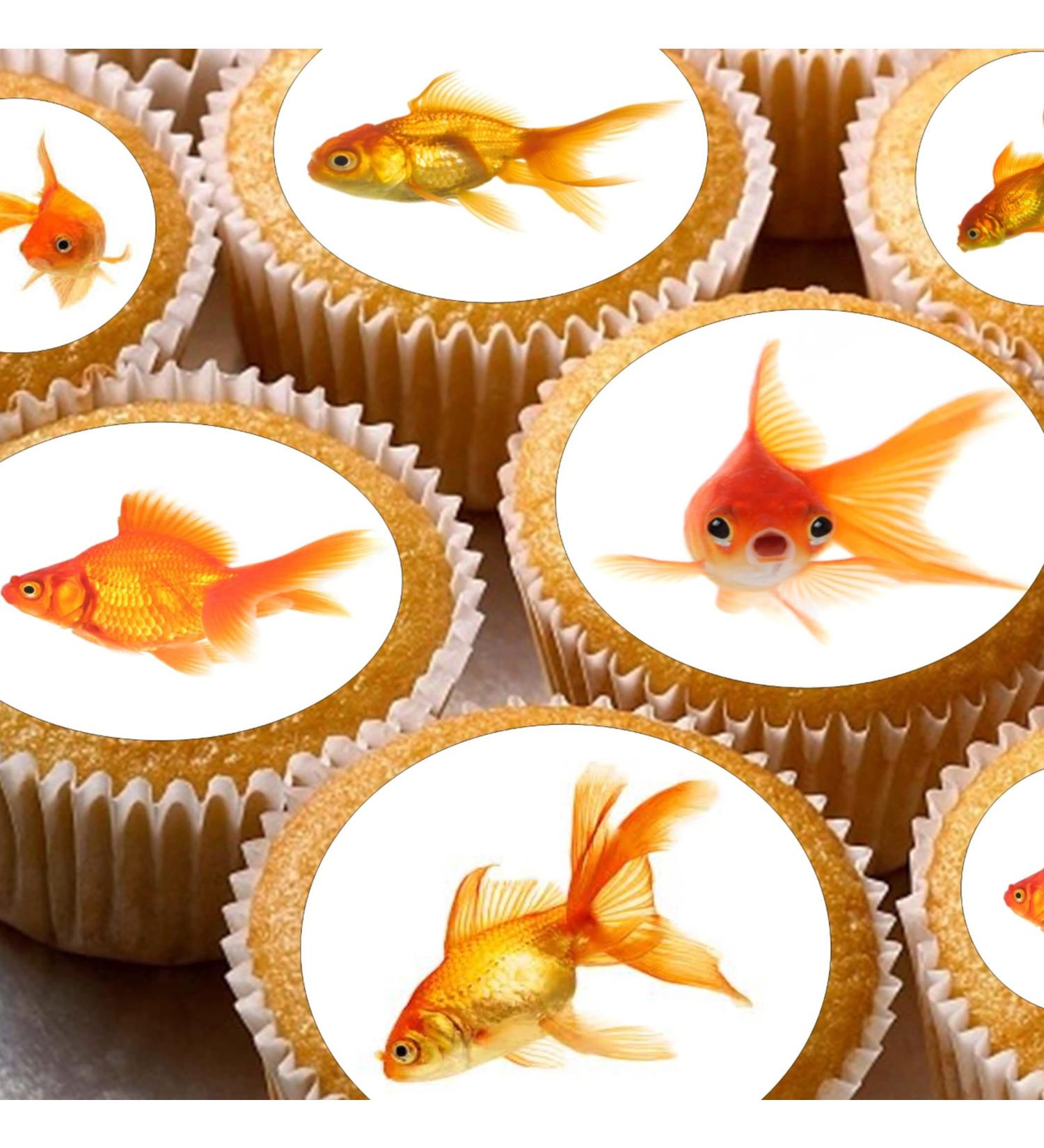 24 edible PRE CUT Goldfish style kids childrens party decorations Wafer Paper Cupcake Fairy Cake Toppers - Buy Online on GoSupps.com