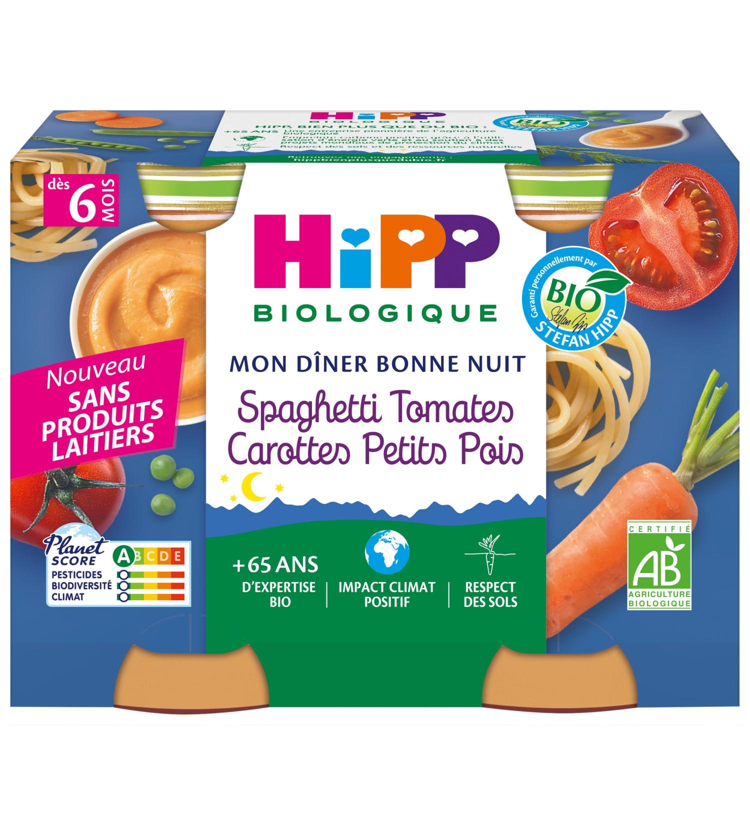 HiPP Organic - Spaghetti with Tomatoes Carrots Peas 2 x 190g