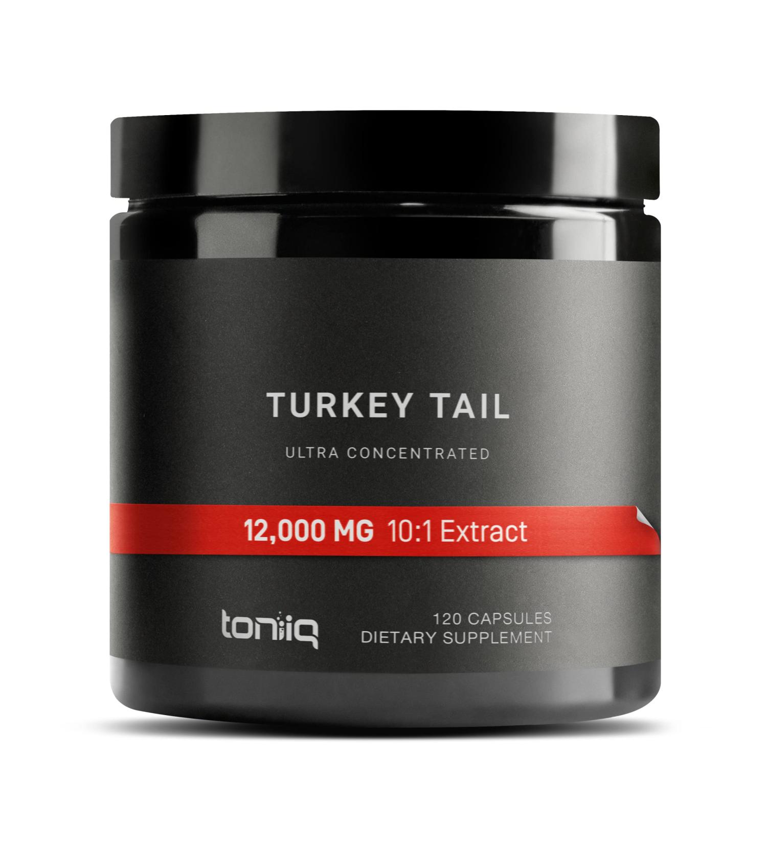 30% Beta Glucans 12,000mg Turkey Tail Mushroom Extract - 10x Concentrated Ultra High Strength - 120 Veggie Capsules - Buy Online on GoSupps.com