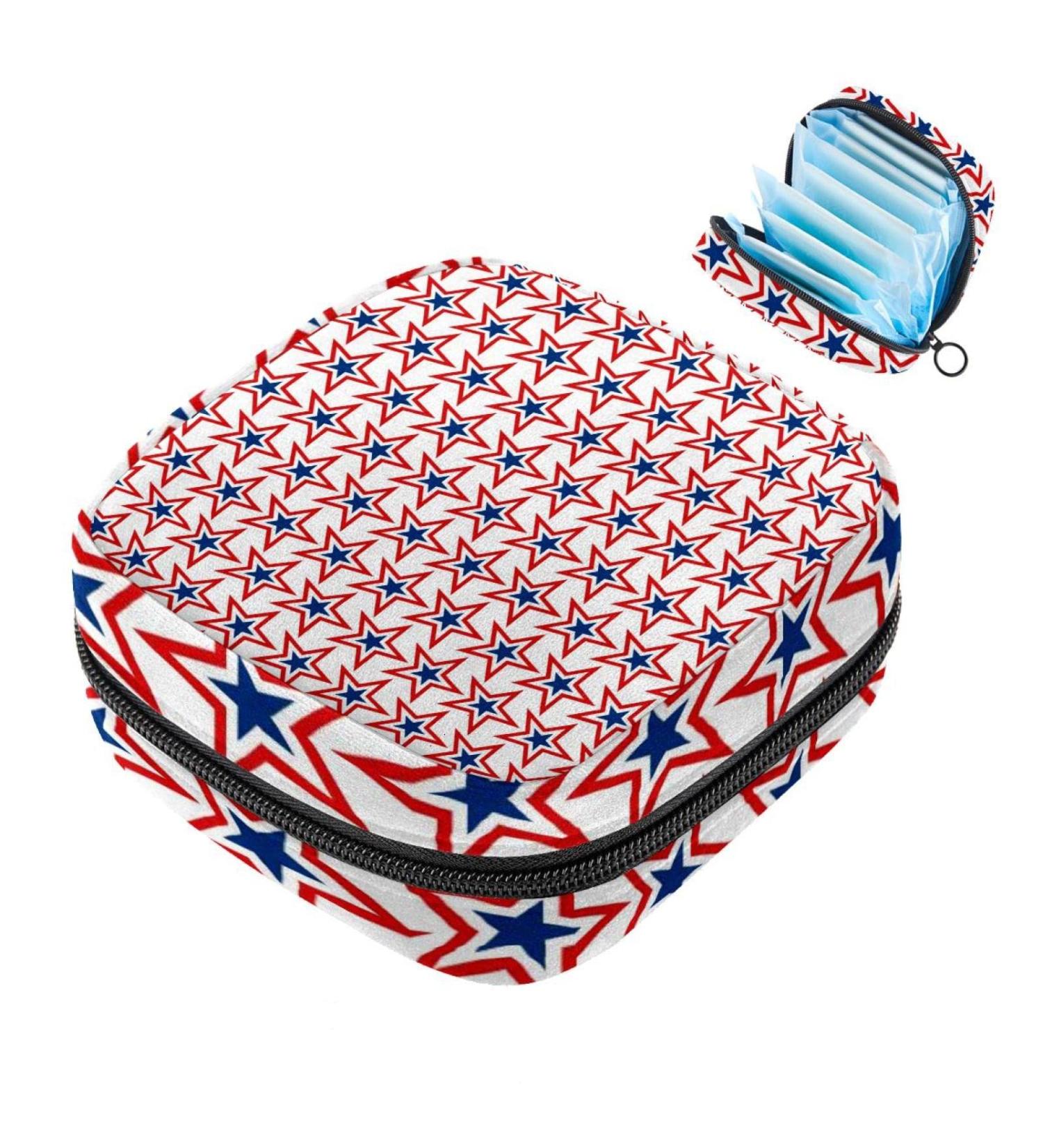 Buy Women's Napkin Storage Pocket - Blue Red Star Pattern | Portable Menstrual Cup & Bandages | Ideal for First Period - Shop Now! - Buy Online on GoSupps.com