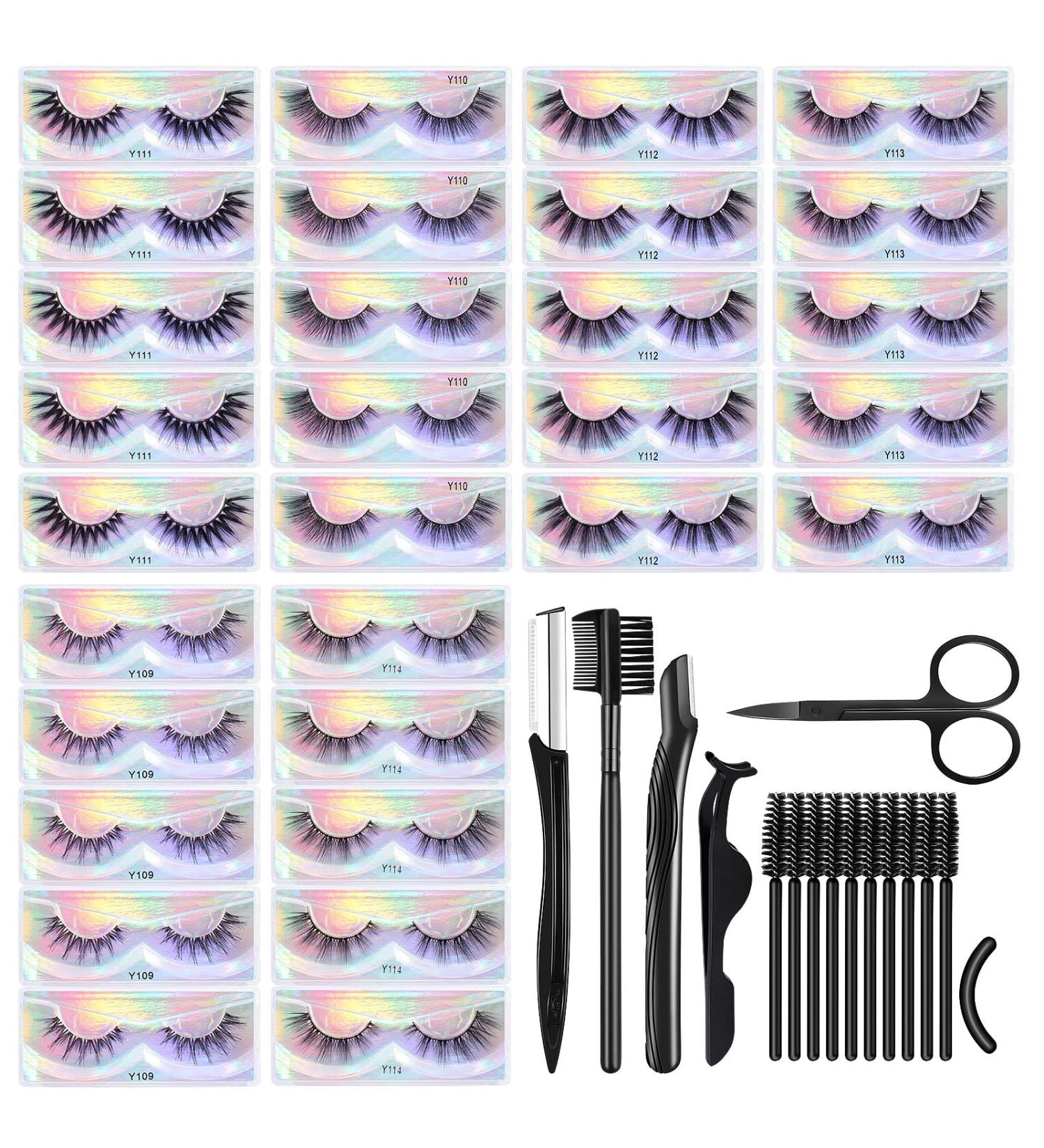MAGEFY Faux Mink Eyelashes 30 Pairs | Natural to Dramatic Volume False Lashes | 3D Pack with Eyebrow Grooming Kit - Buy Online on GoSupps.com