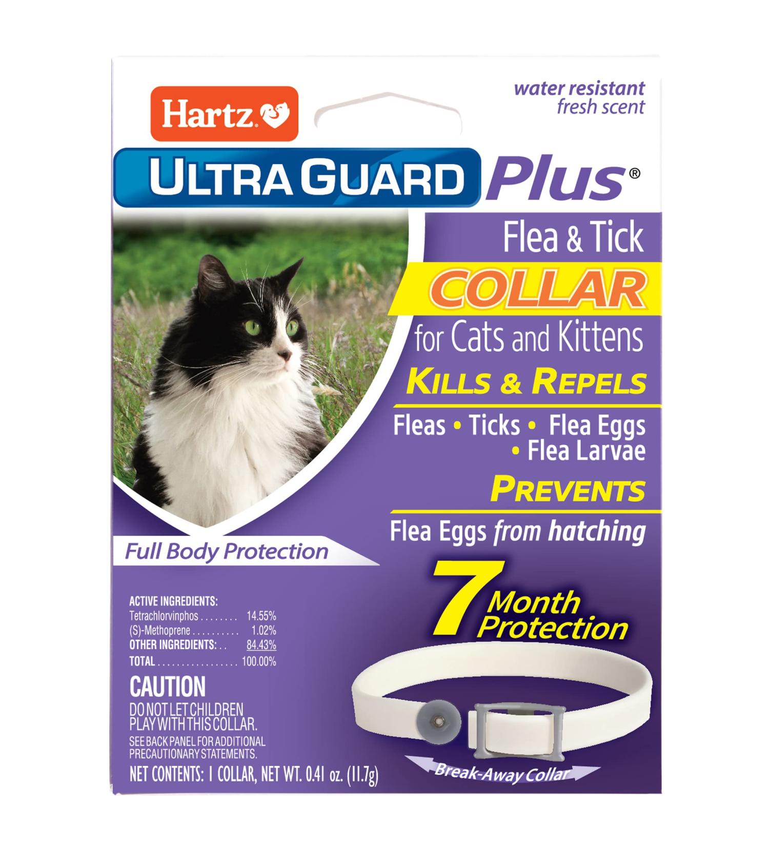 Hartz UltraGuard Plus Breakaway Flea & Tick Collar for Cats - 7 Month Protection, Water Resistant - Buy Online on GoSupps.com