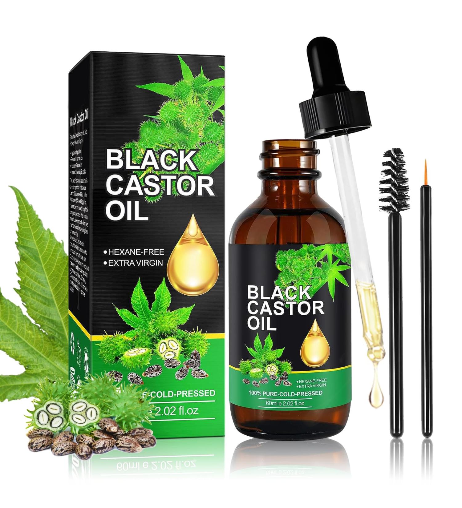 Organic Jamaican Black Castor Oil - Cold Pressed Unrefined for Hair Growth Face & Eyelashes | 60ml Glass Bottle - Buy Online on GoSupps.com