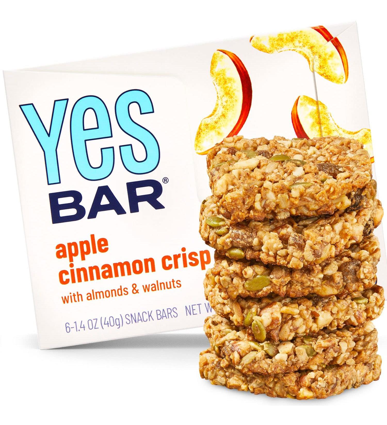 YES Bar Apple Cinnamon Crisp - Plant Based Protein Decadent Snack Bar (Pack of 6) - Vegan, Paleo, Gluten Free, Dairy Free, Low Sugar, Keto Friendly - Buy Online on GoSupps.com