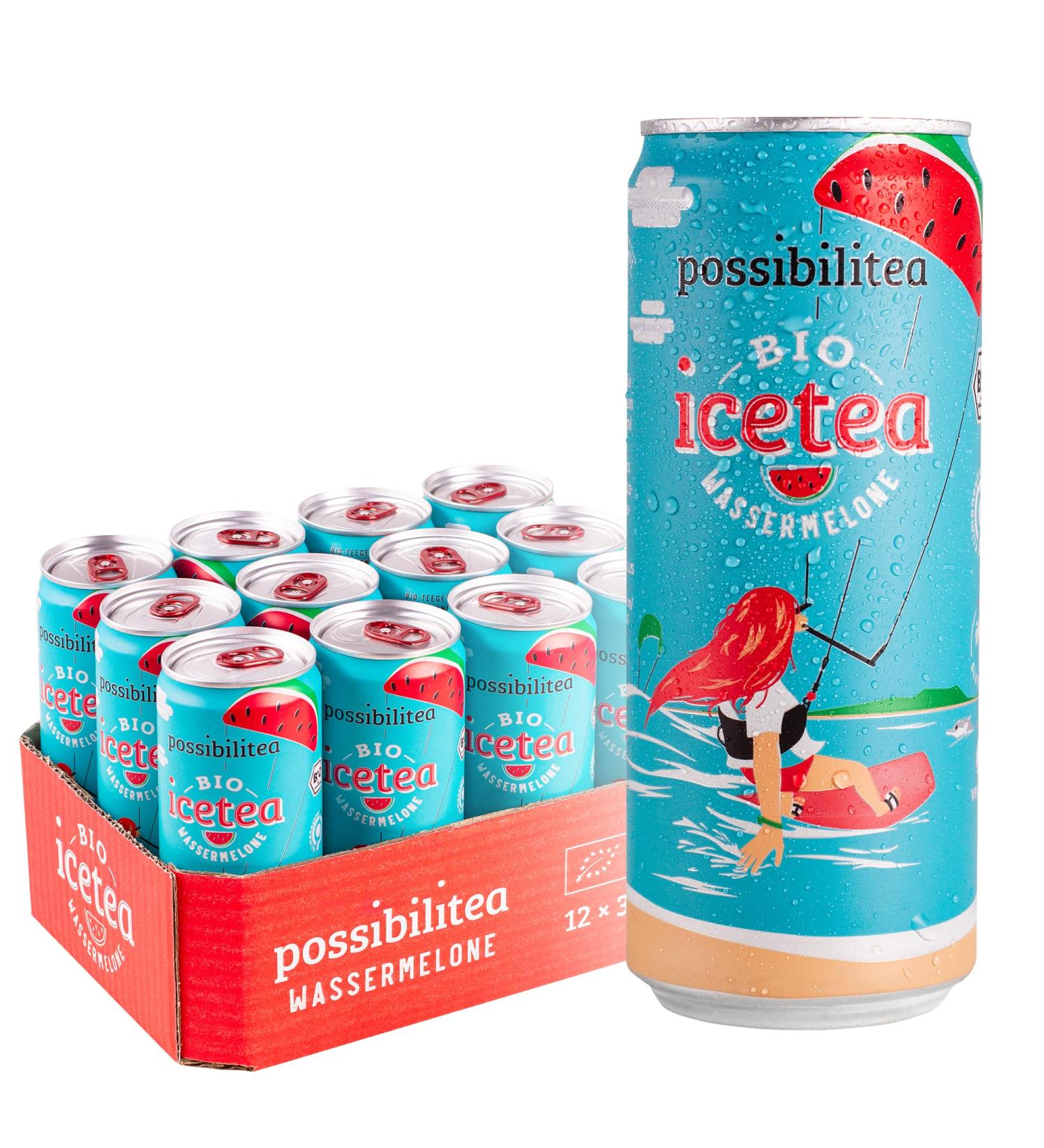 Buy Possibilitea Bio Iced Watermelon (12x330ml Can) - Organic Vegan Climate-Neutral Refreshment | 3 Deposit Included - Buy Online on GoSupps.com
