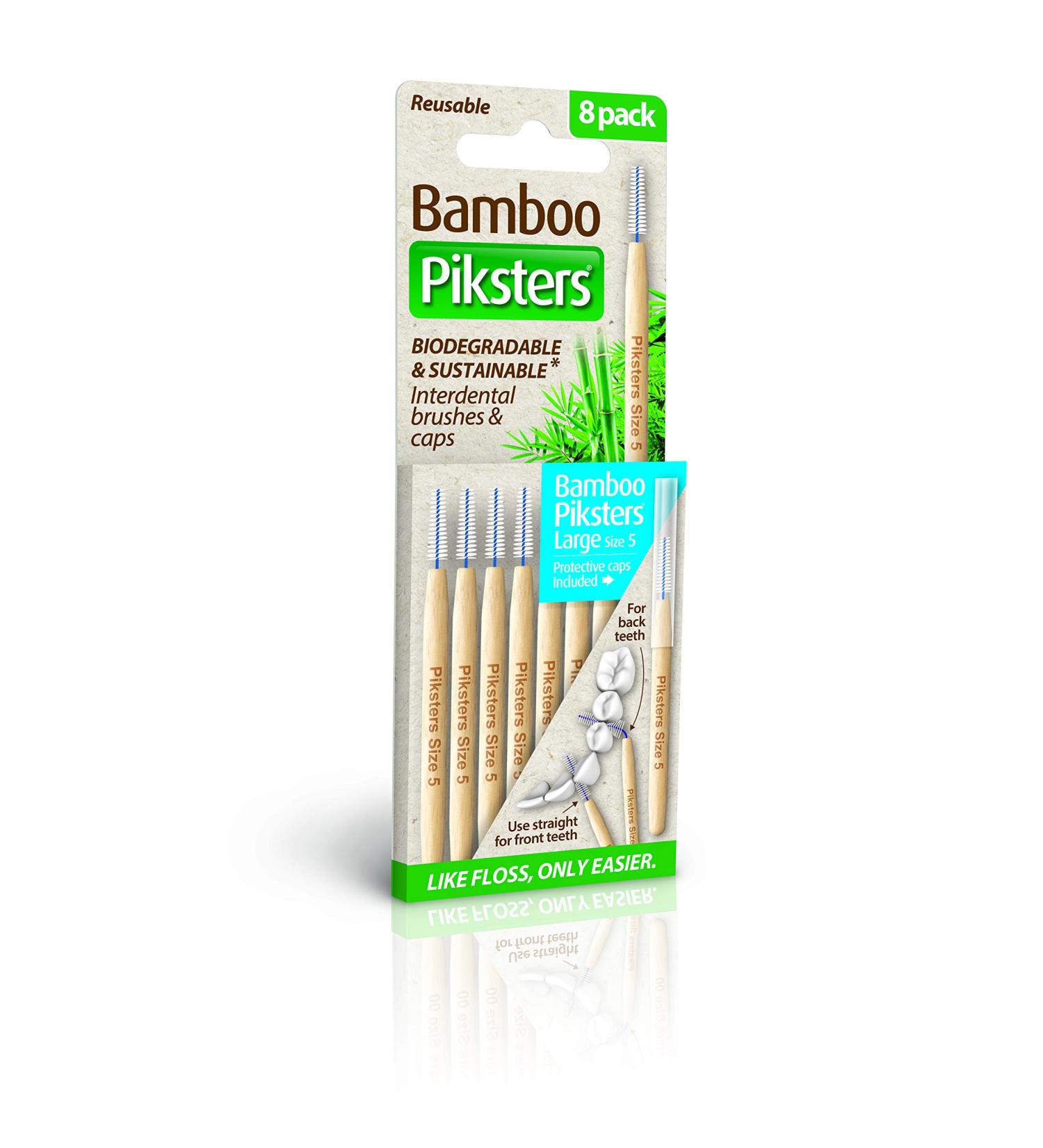 Bamboo Piksters Interdental Brushes - Sizes 00-6 - 8 Pack - Size 5 (Blue) - Buy Online on GoSupps.com