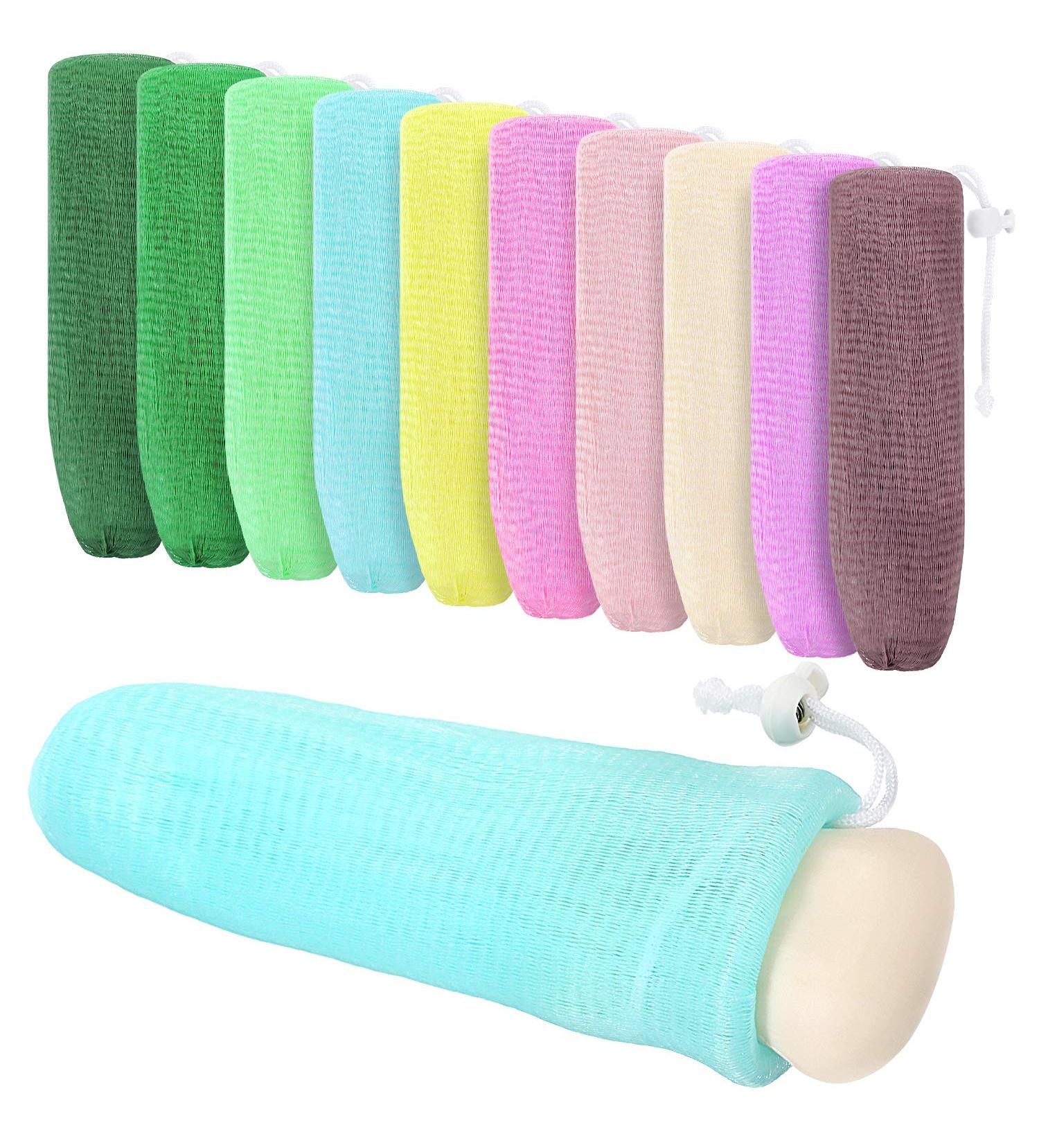 Exfoliating Mesh Soap Pouch - Bubble Foam Net for Body & Facial Cleaning | Random Colors - Pack of 10 - Buy Online on GoSupps.com