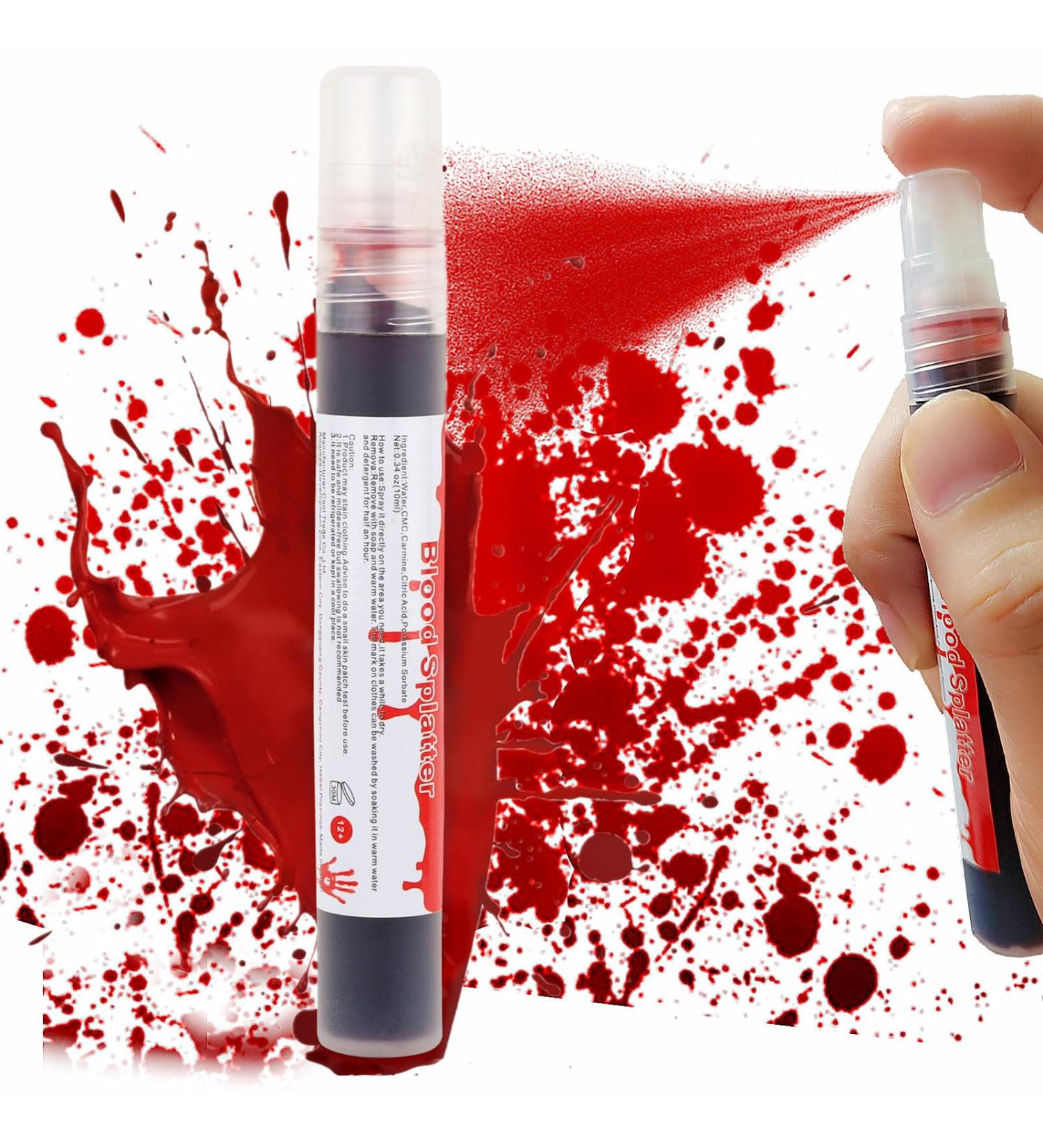 Go Ho Blood Splatter Fake Blood Makeup(0.35 oz) Halloween Fake Blood Spray Eye Blood Drops Body Paint Fake Blood for Clothes and Zombie Monster Vampire Clown Costume Cosplay Makeup 1PC - Buy Online on GoSupps.com